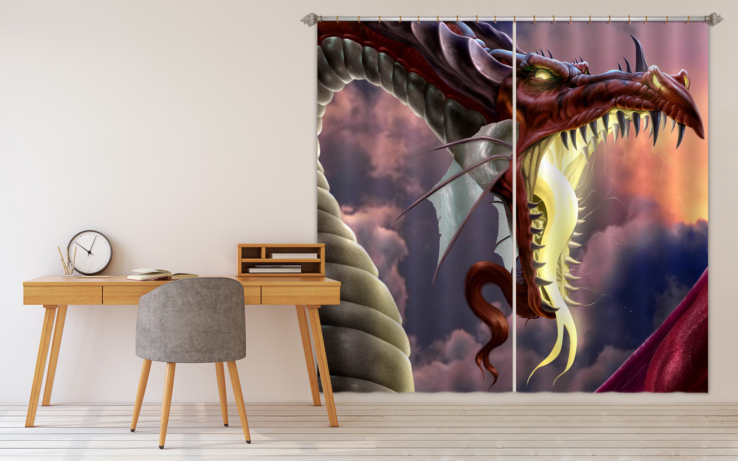 3D Dragon Mouth 5088 Tom Wood Curtain Curtains Drapes