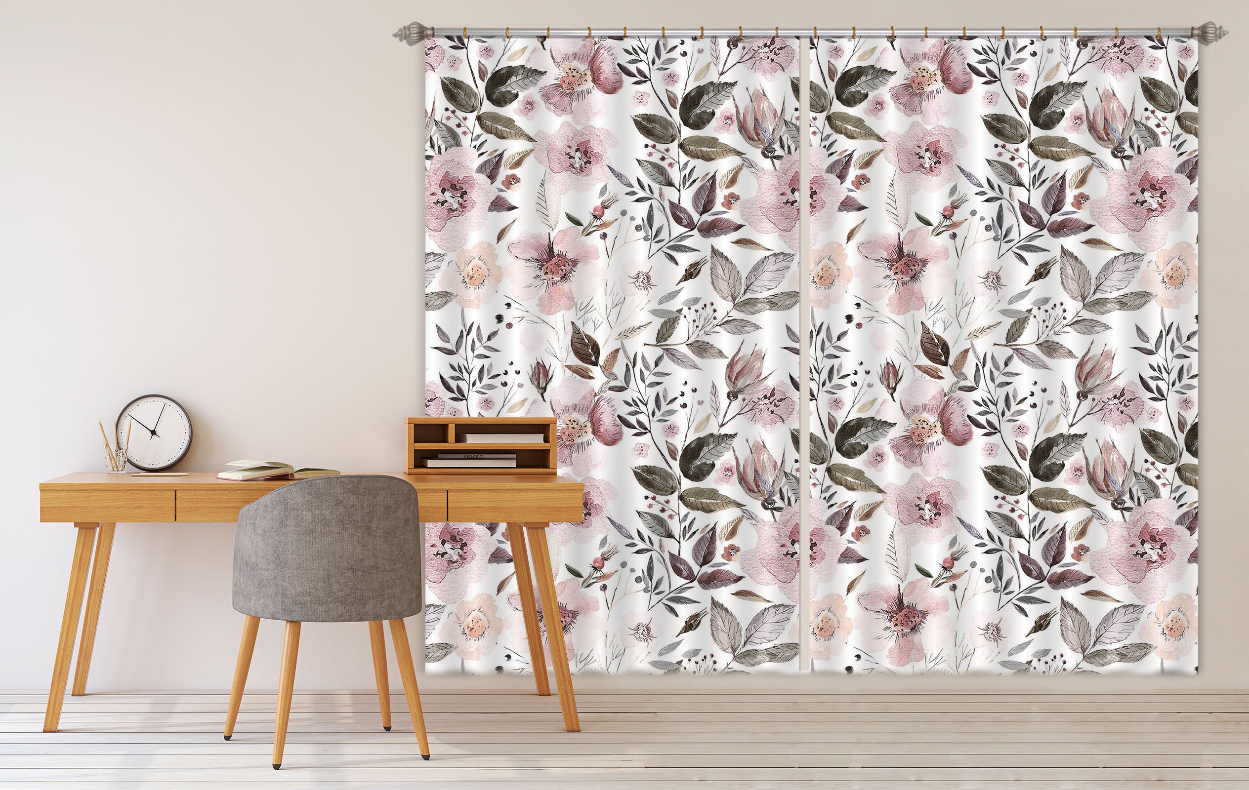 3D Pink Flower 218 Uta Naumann Curtain Curtains Drapes