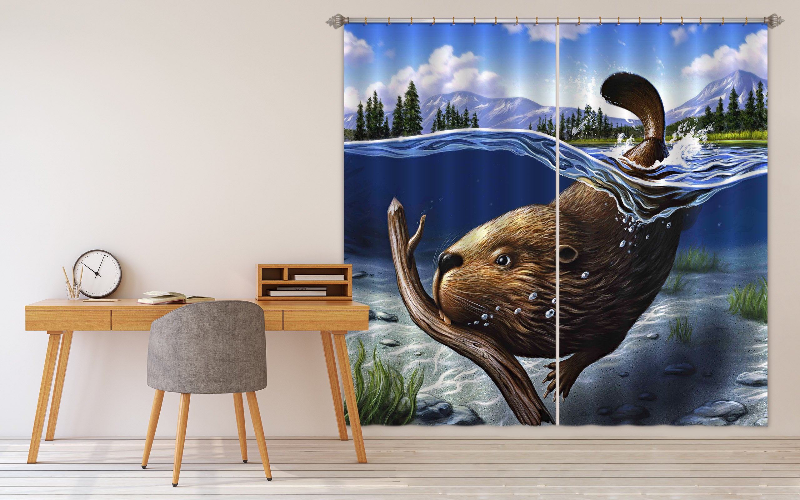 3D Busy Beaver 86053 Jerry LoFaro Curtain Curtains Drapes