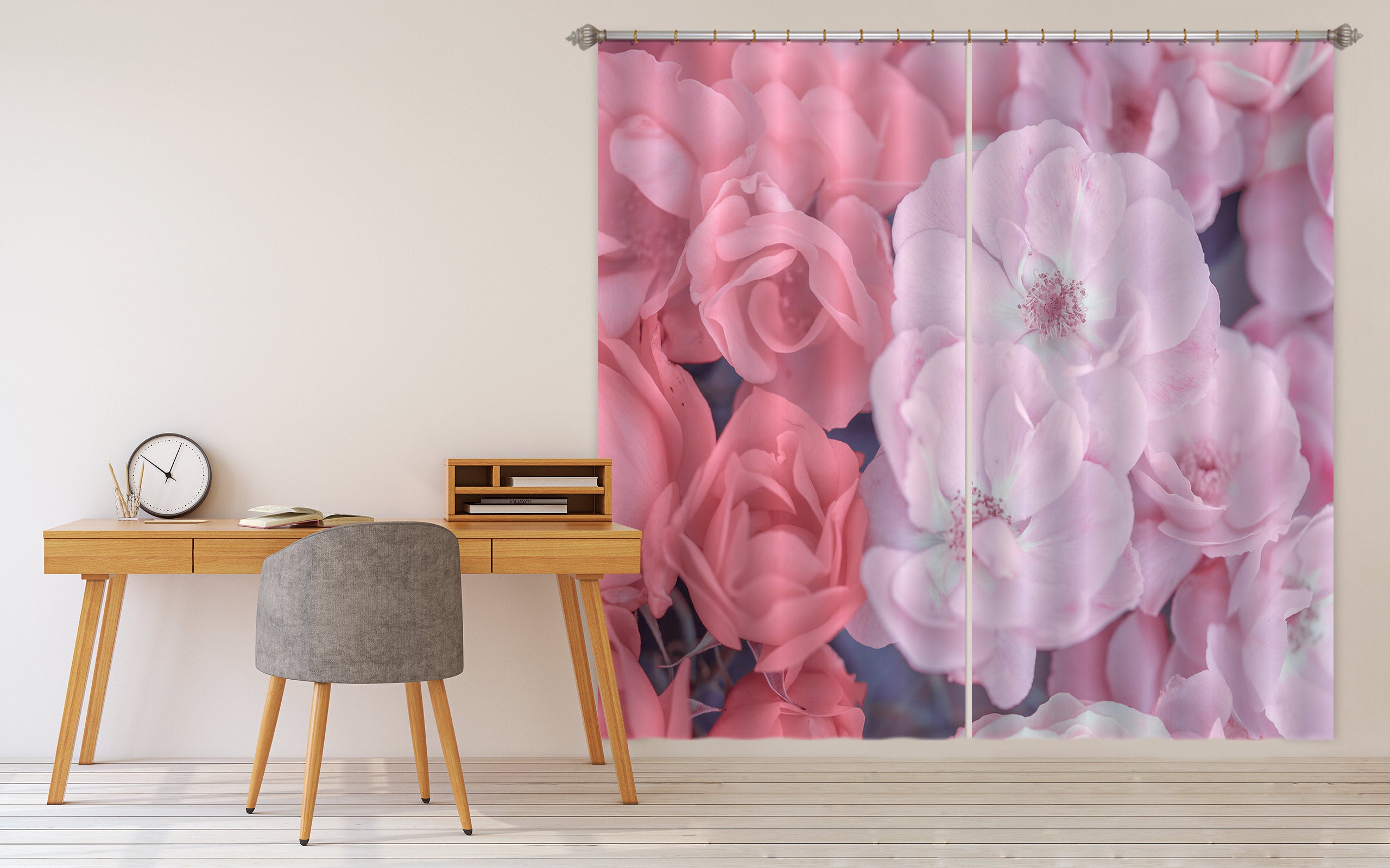 3D Gentle Pink Flower 6516 Assaf Frank Curtain Curtains Drapes