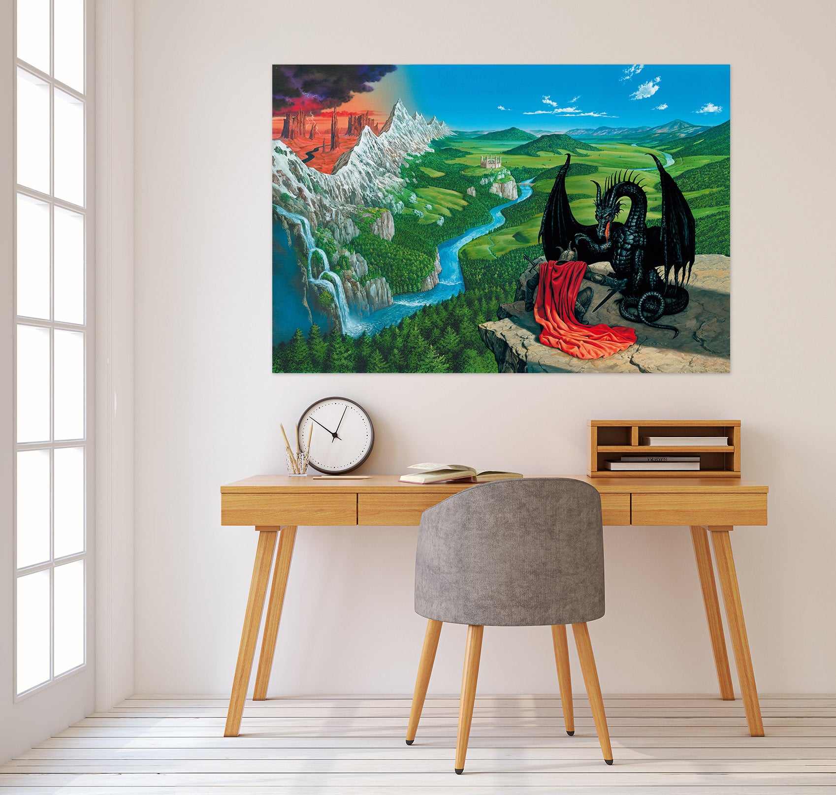 3D River Meadow Black Dragon 8038 Ciruelo Wall Sticker