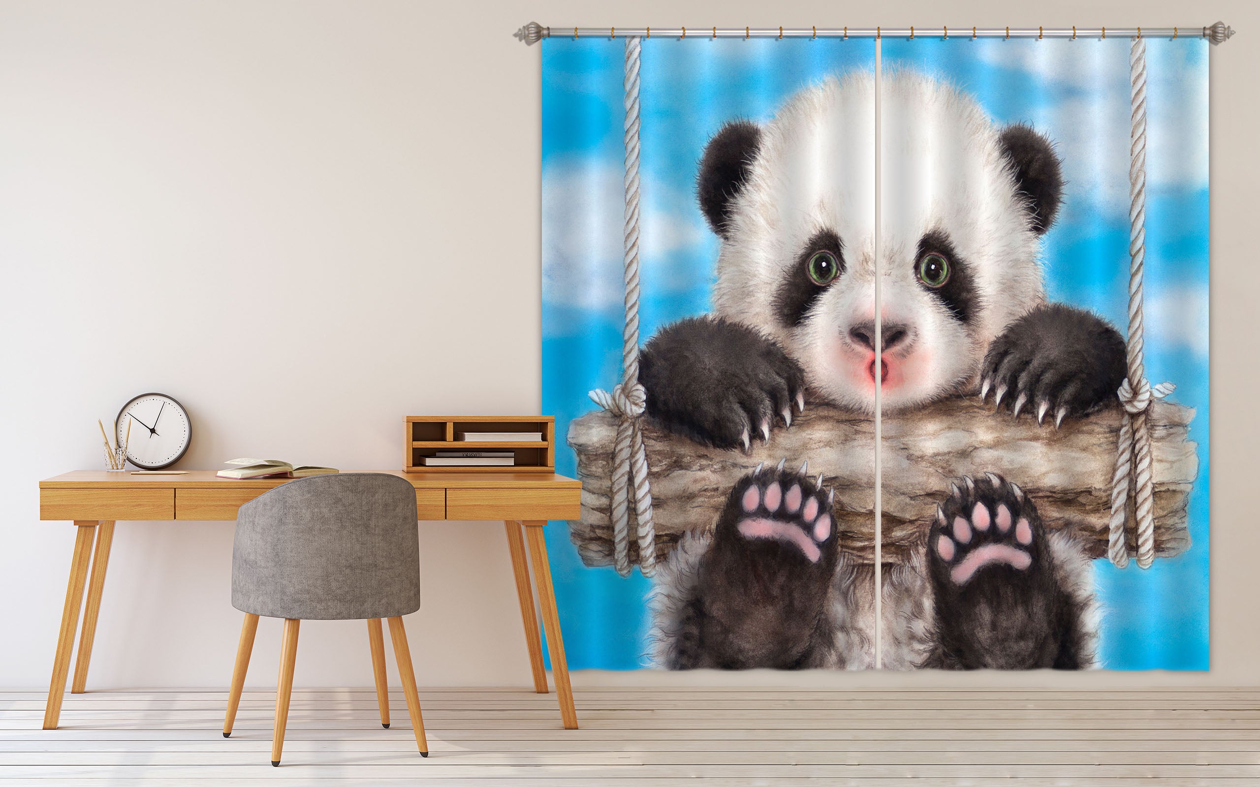 3D Panda Swing 9046 Kayomi Harai Curtain Curtains Drapes