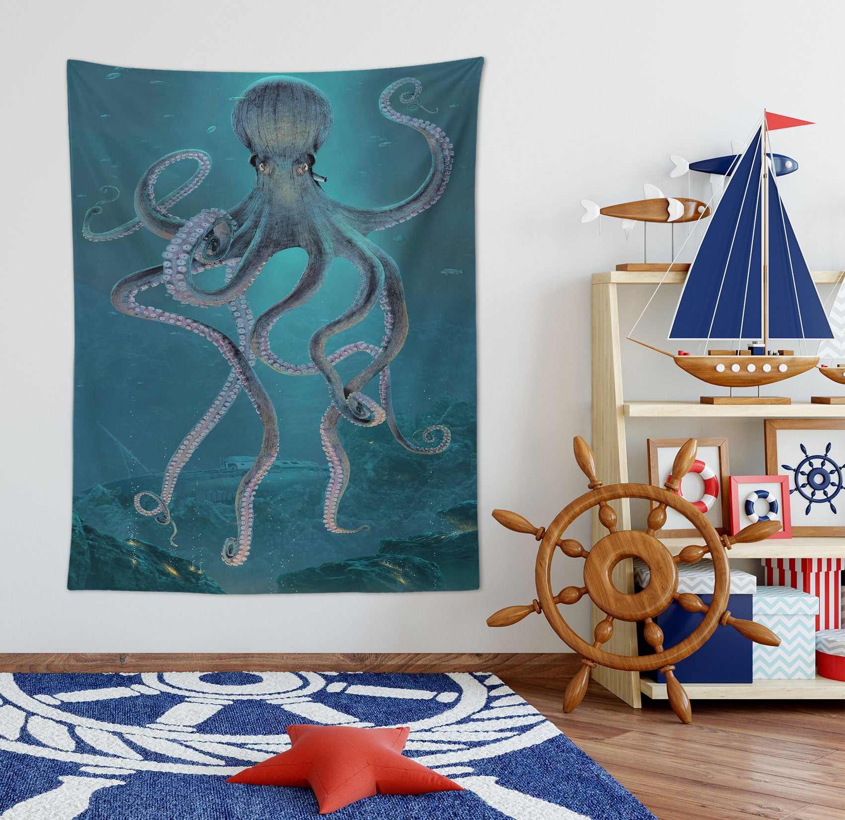 3D Octopus 11706 Vincent Tapestry Hanging Cloth Hang