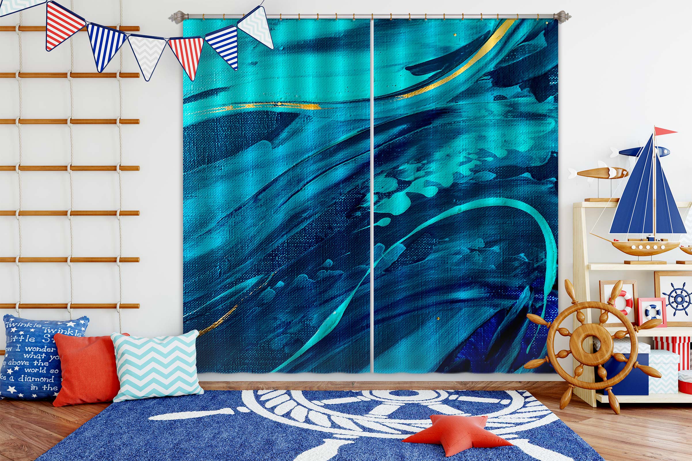 3D Blue Texture 337 Skromova Marina Curtain Curtains Drapes