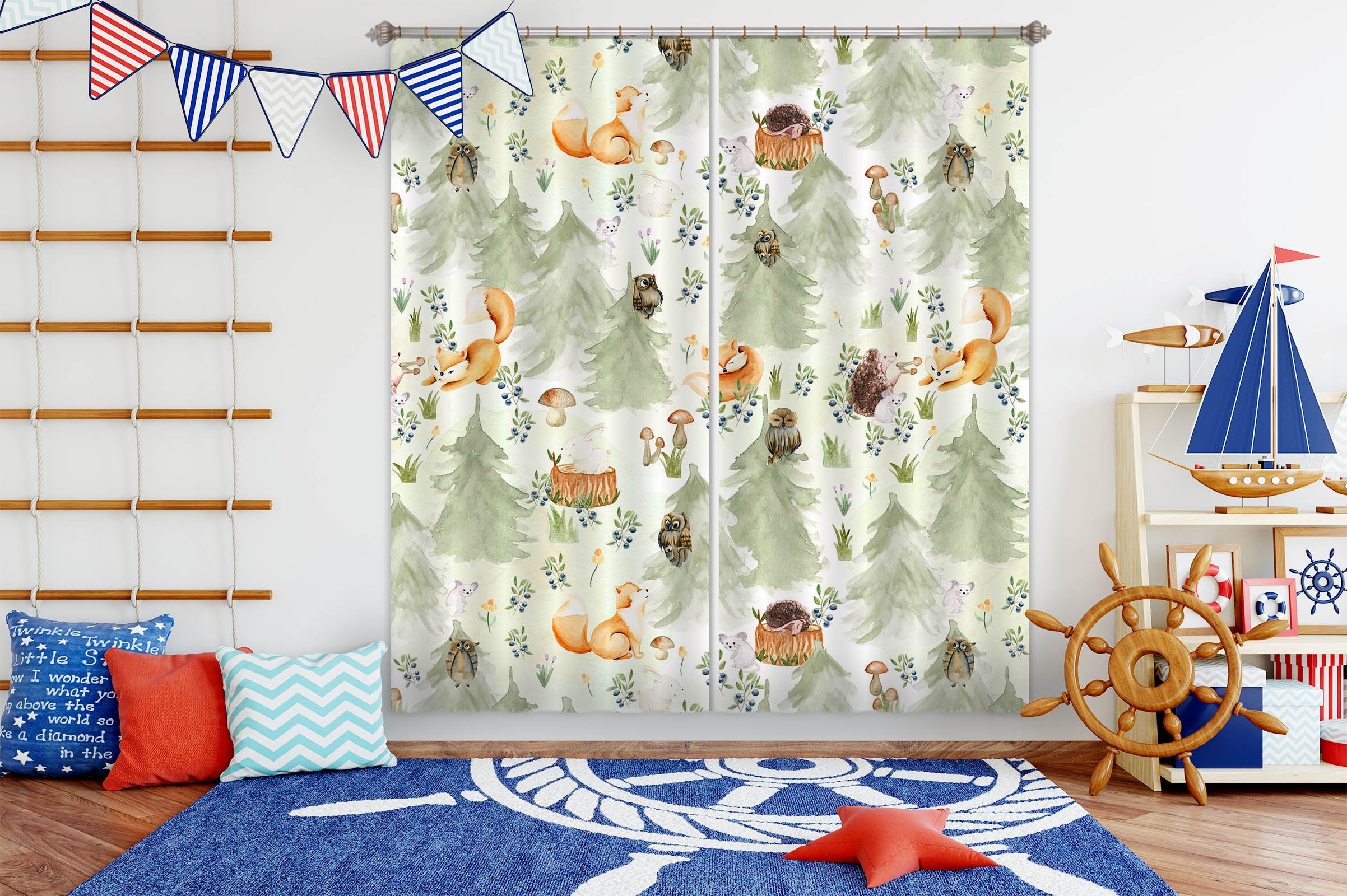 3D Fox Mushroom 108 Uta Naumann Curtain Curtains Drapes