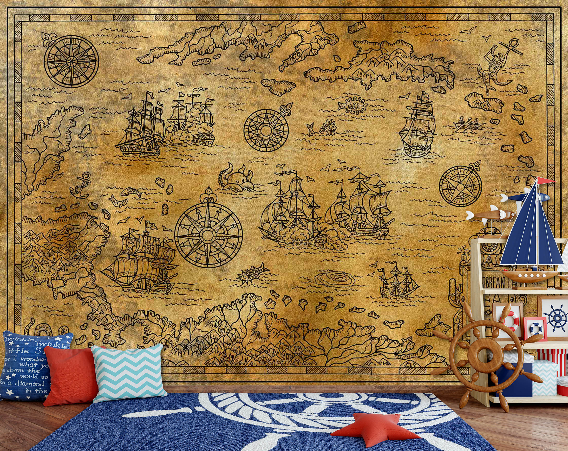 3D Sea Cruise 2129 World Map Wall Murals