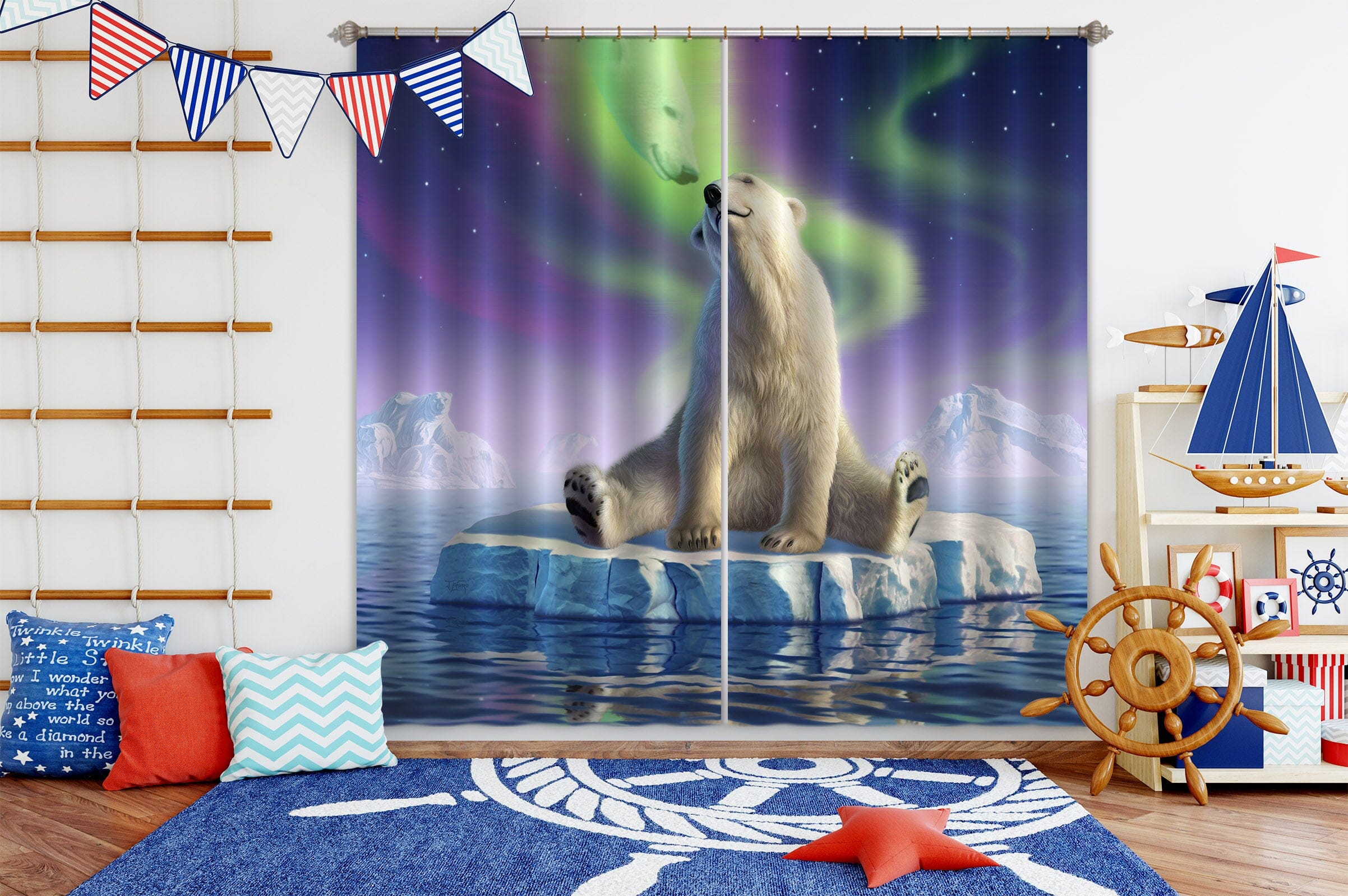 3D Polar Bear 043 Jerry LoFaro Curtain Curtains Drapes Curtains AJ Creativity Home 