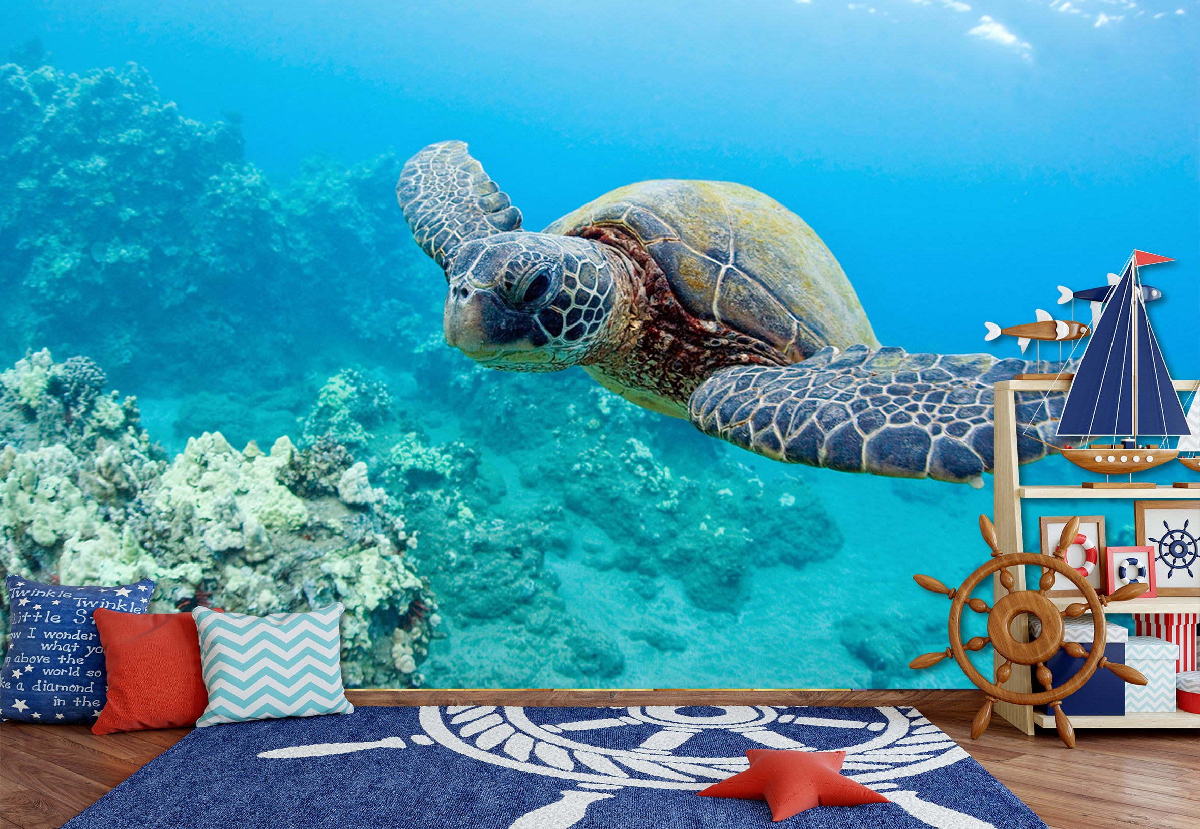 3D Sea Turtle 122 Wall Murals