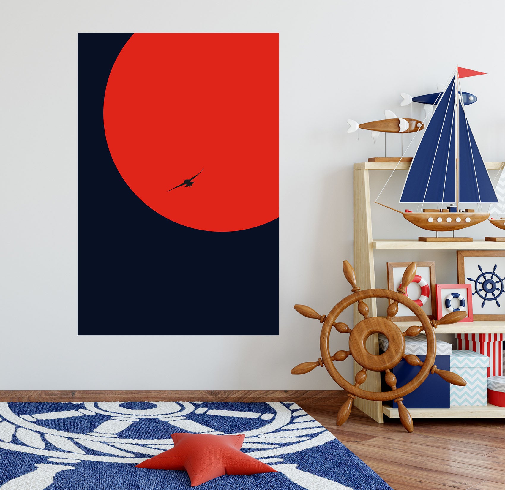 3D Red Sun 190 Boris Draschoff Wall Sticker