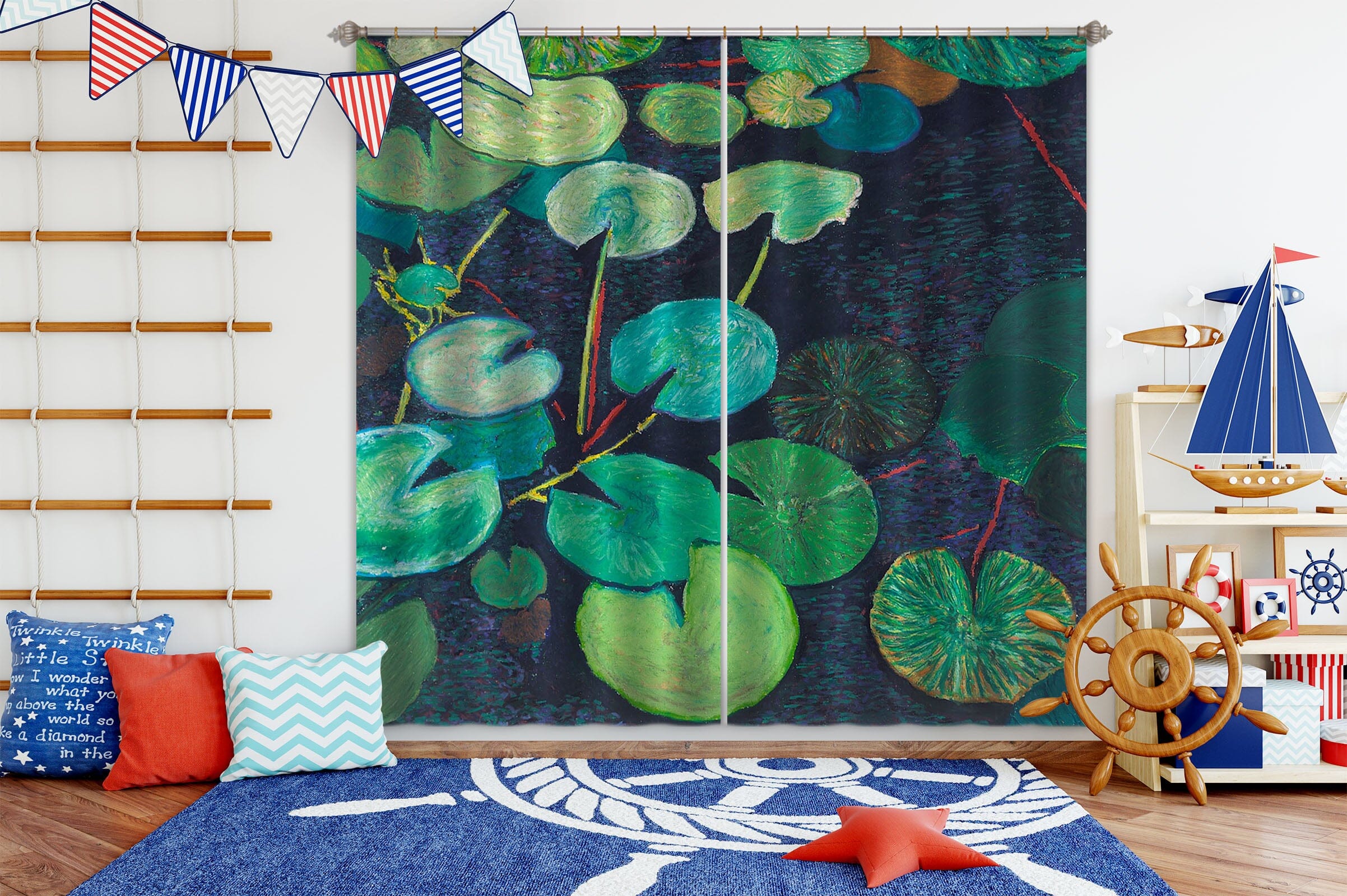 3D Lotus Leaf 226 Allan P. Friedlander Curtain Curtains Drapes Curtains AJ Creativity Home 