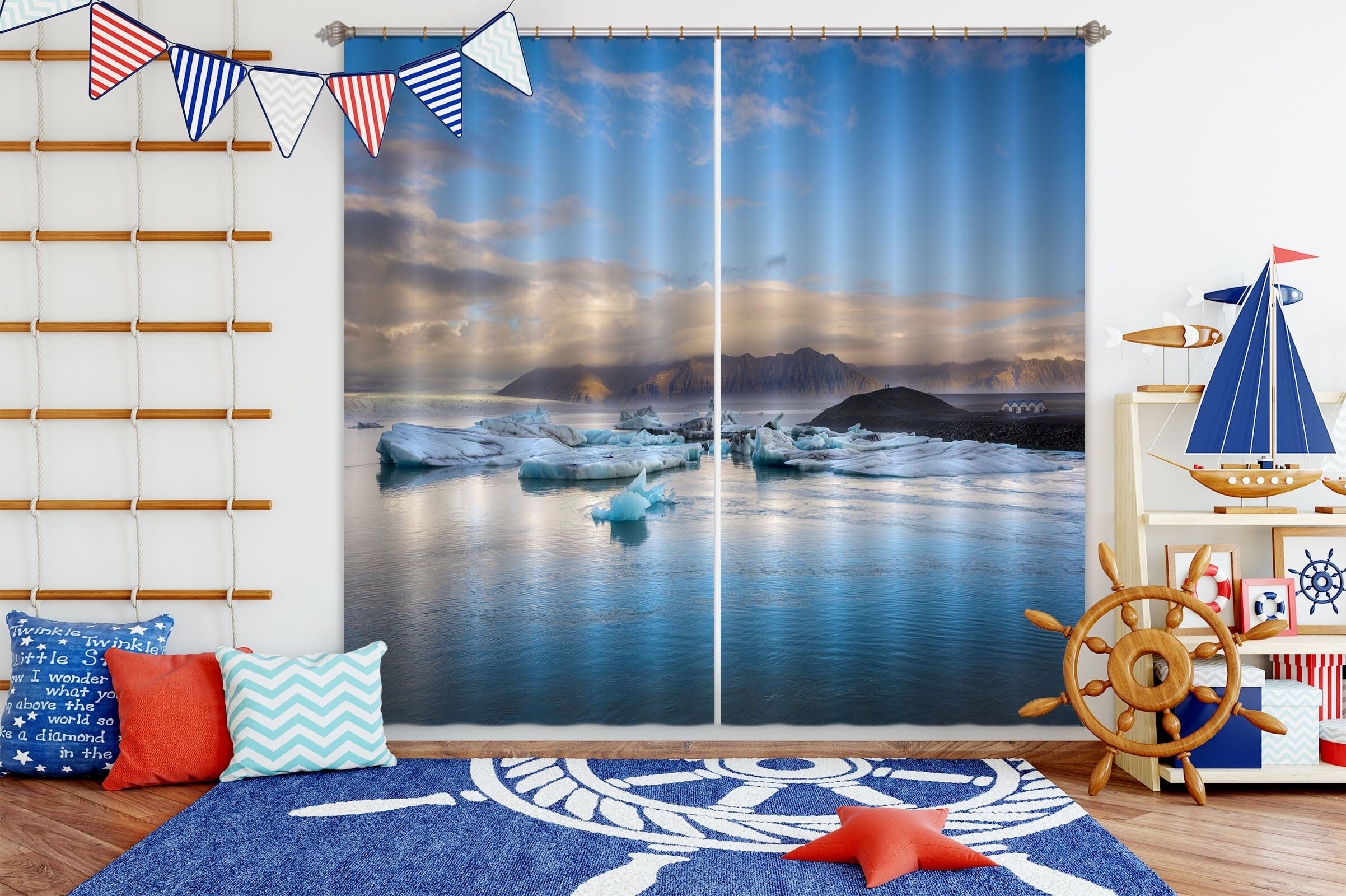 3D Blue Lake 134 Marco Carmassi Curtain Curtains Drapes Curtains AJ Creativity Home 