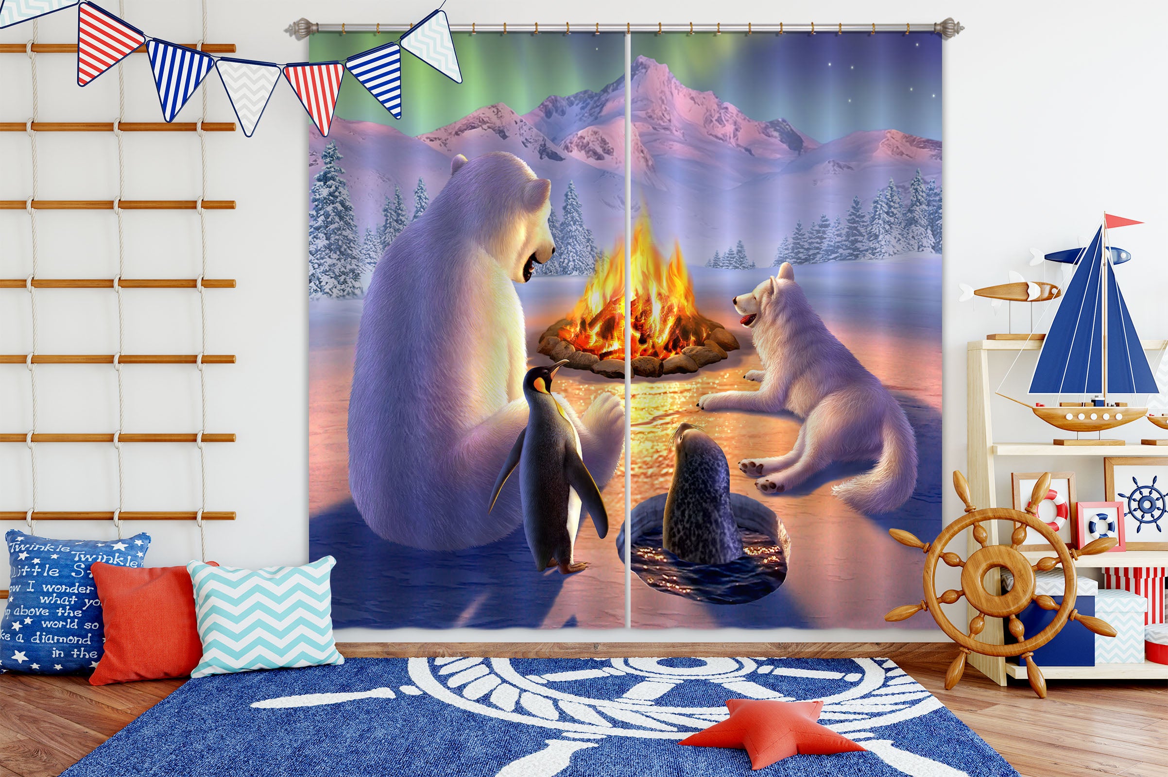 3D Polar Pals 86062 Jerry LoFaro Curtain Curtains Drapes