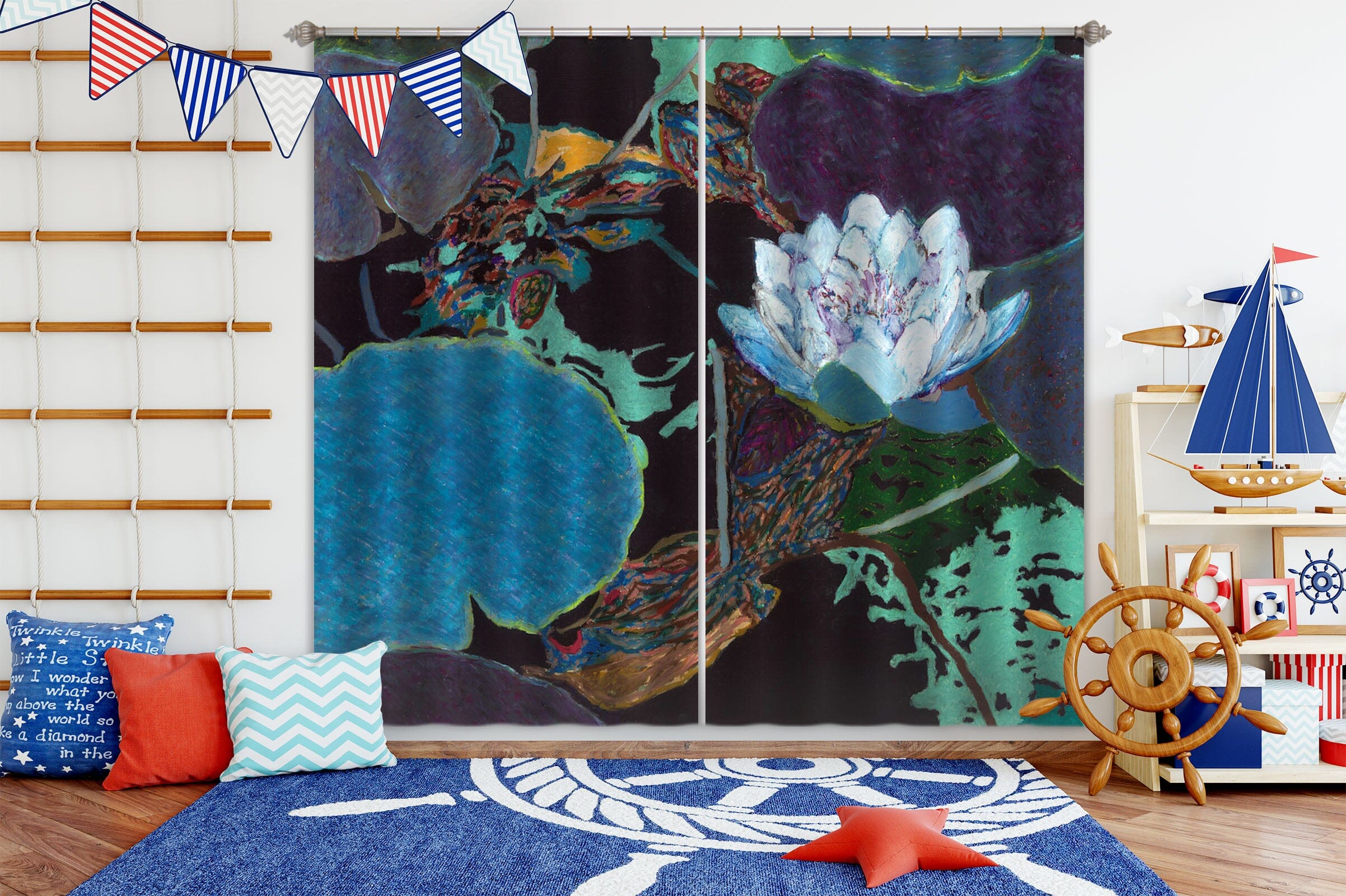 3D Water Lily 223 Allan P. Friedlander Curtain Curtains Drapes Curtains AJ Creativity Home 