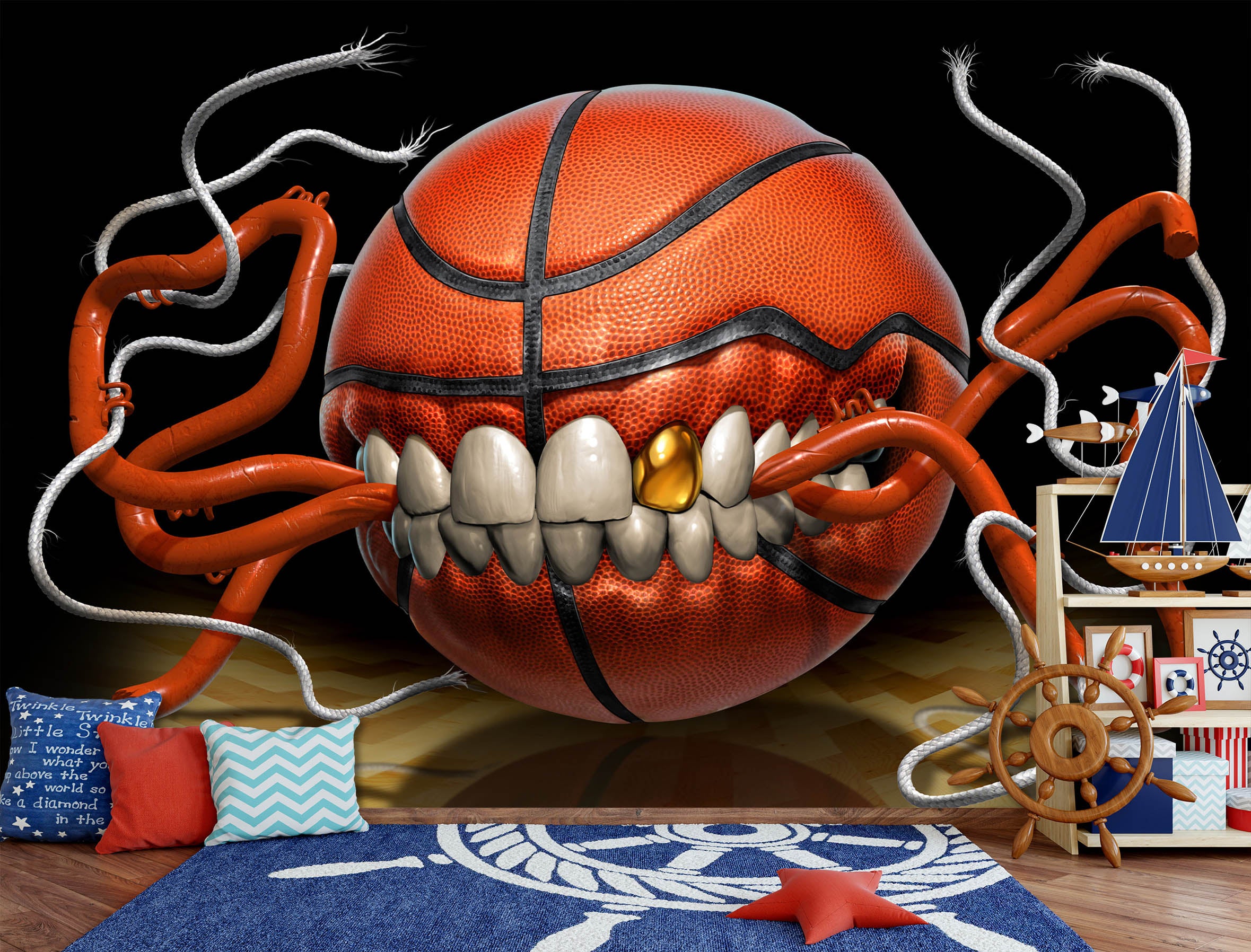 3D Angry Basketball 1399 Tom Wood Wall Mural Wall Murals