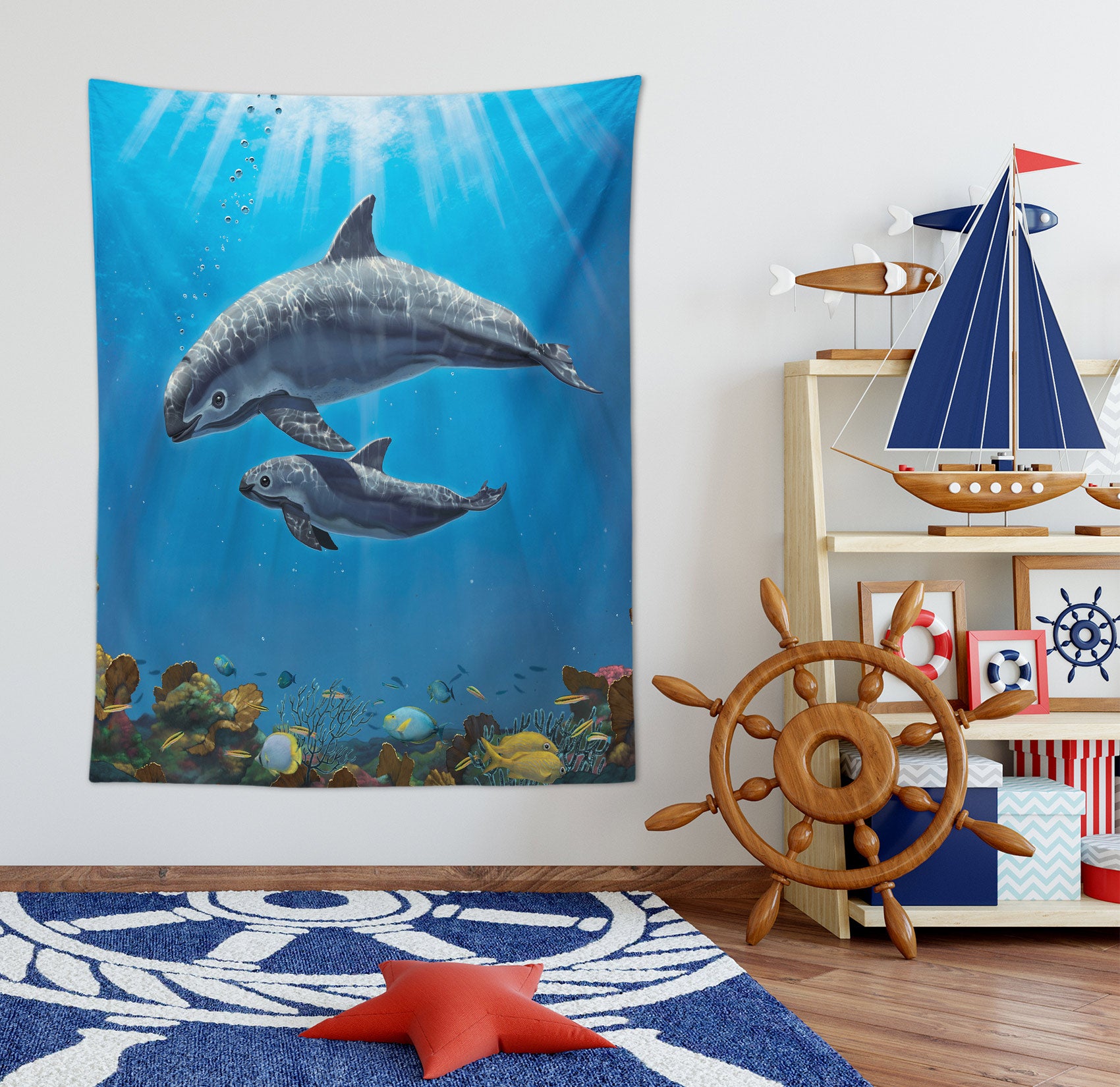 3D Dolphin 11750 Vincent Tapestry Hanging Cloth Hang