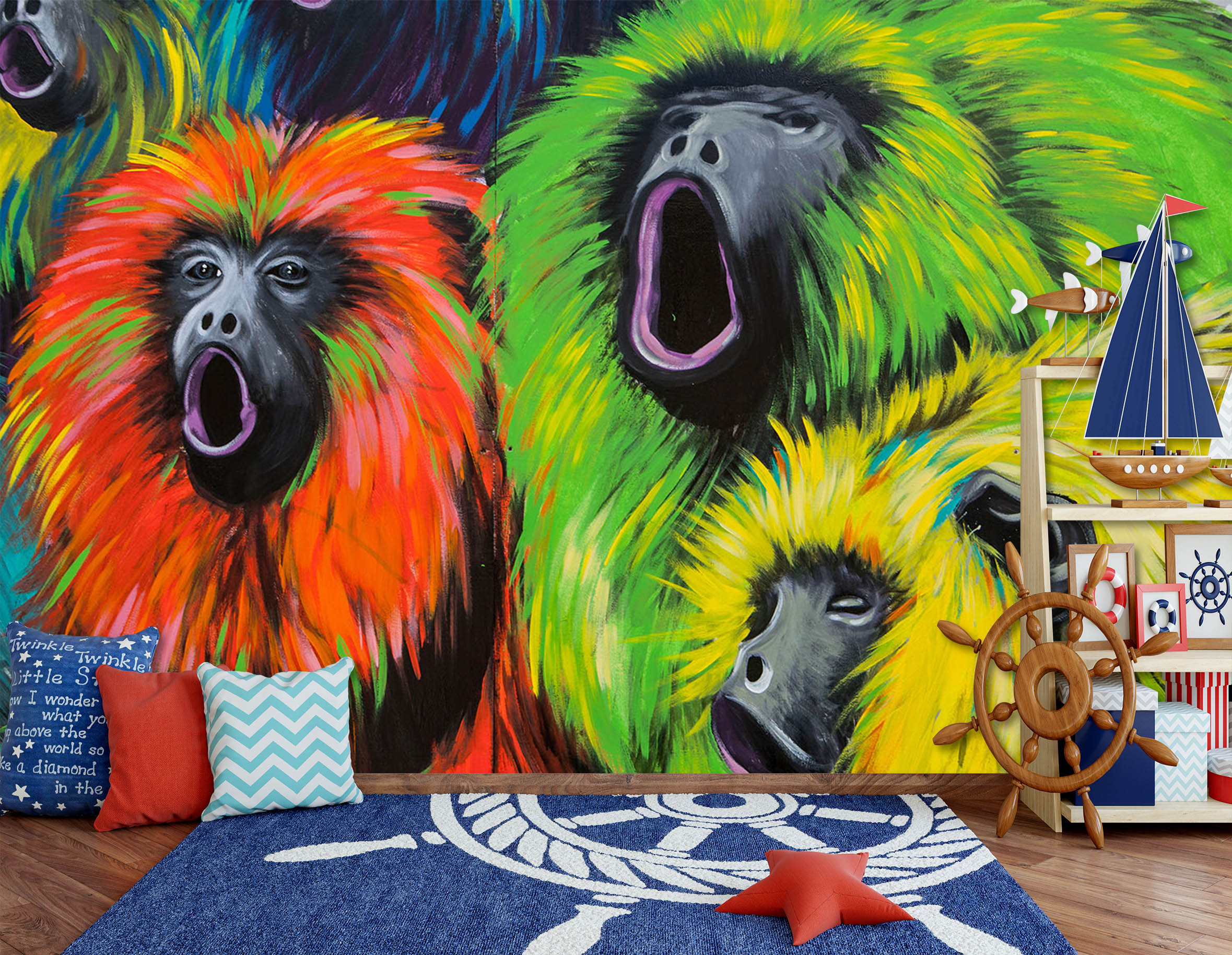 3D Color Orangutan 352 Wall Murals