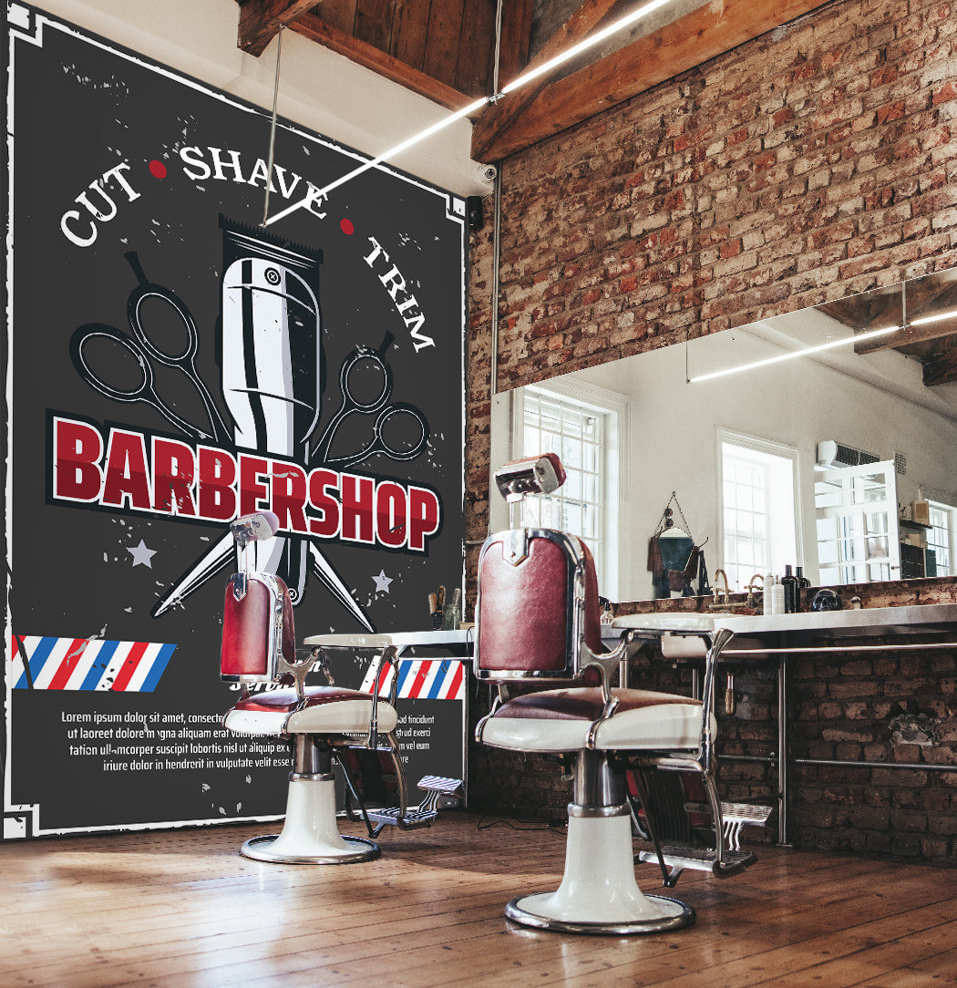 3D Hair Clipper 1440 Barber Shop Wall Murals