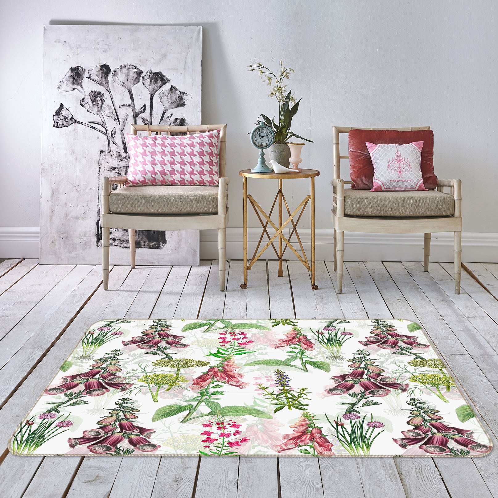 3D Colored Flowers 105 Uta Naumann Rug Non Slip Rug Mat