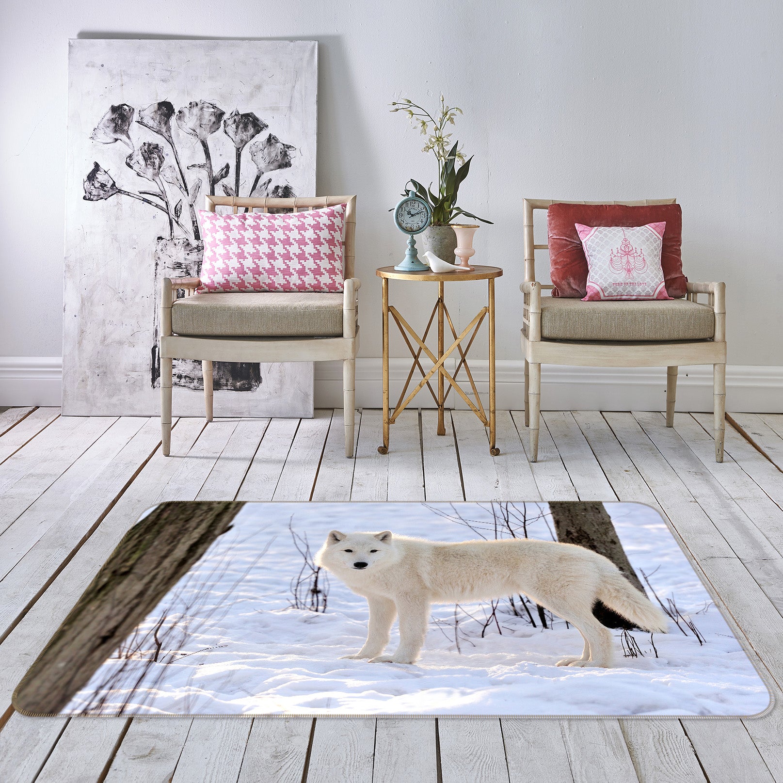 3D Snow White Wolf 38143 Animal Non Slip Rug Mat