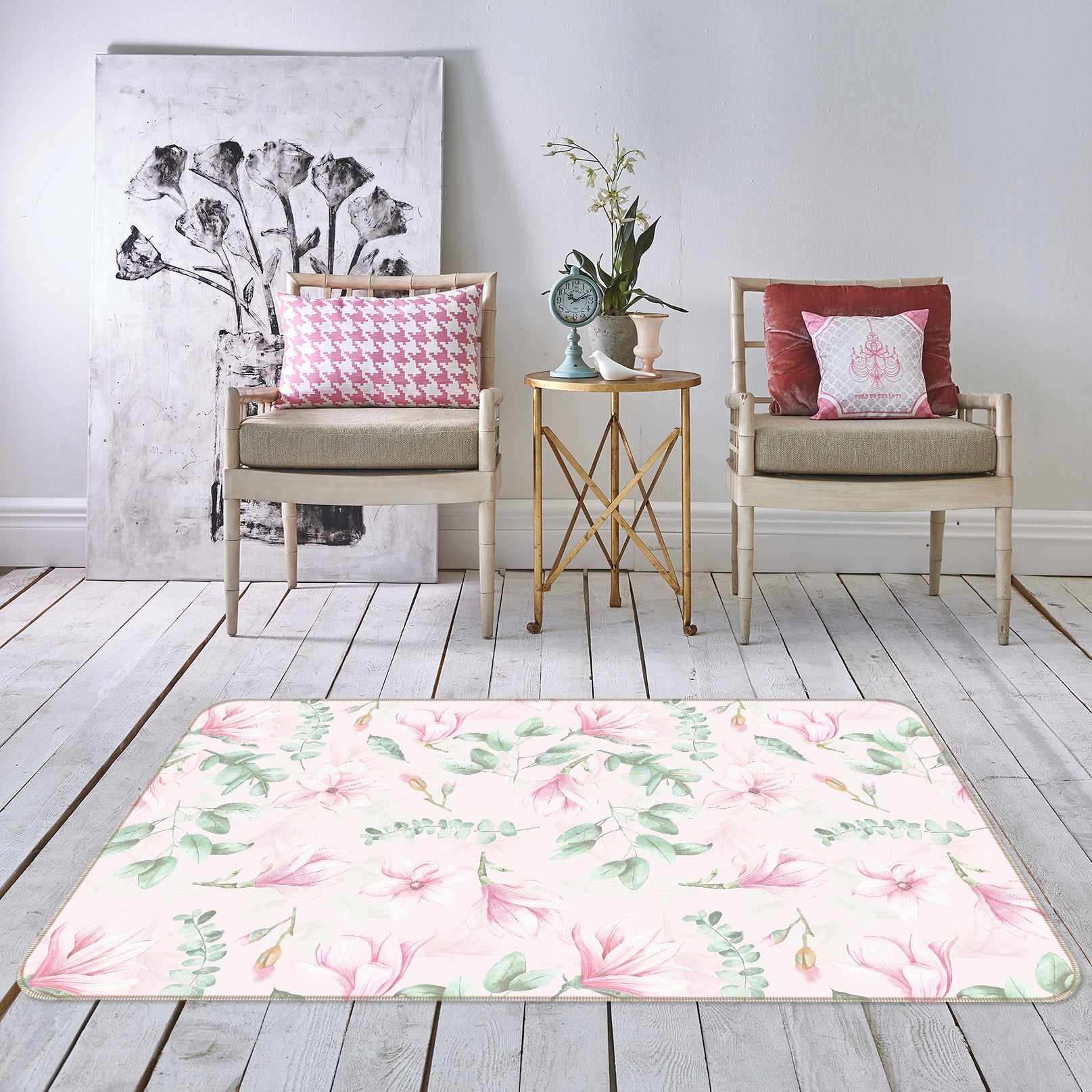 3D Floral Pattern 080 Uta Naumann Rug Non Slip Rug Mat