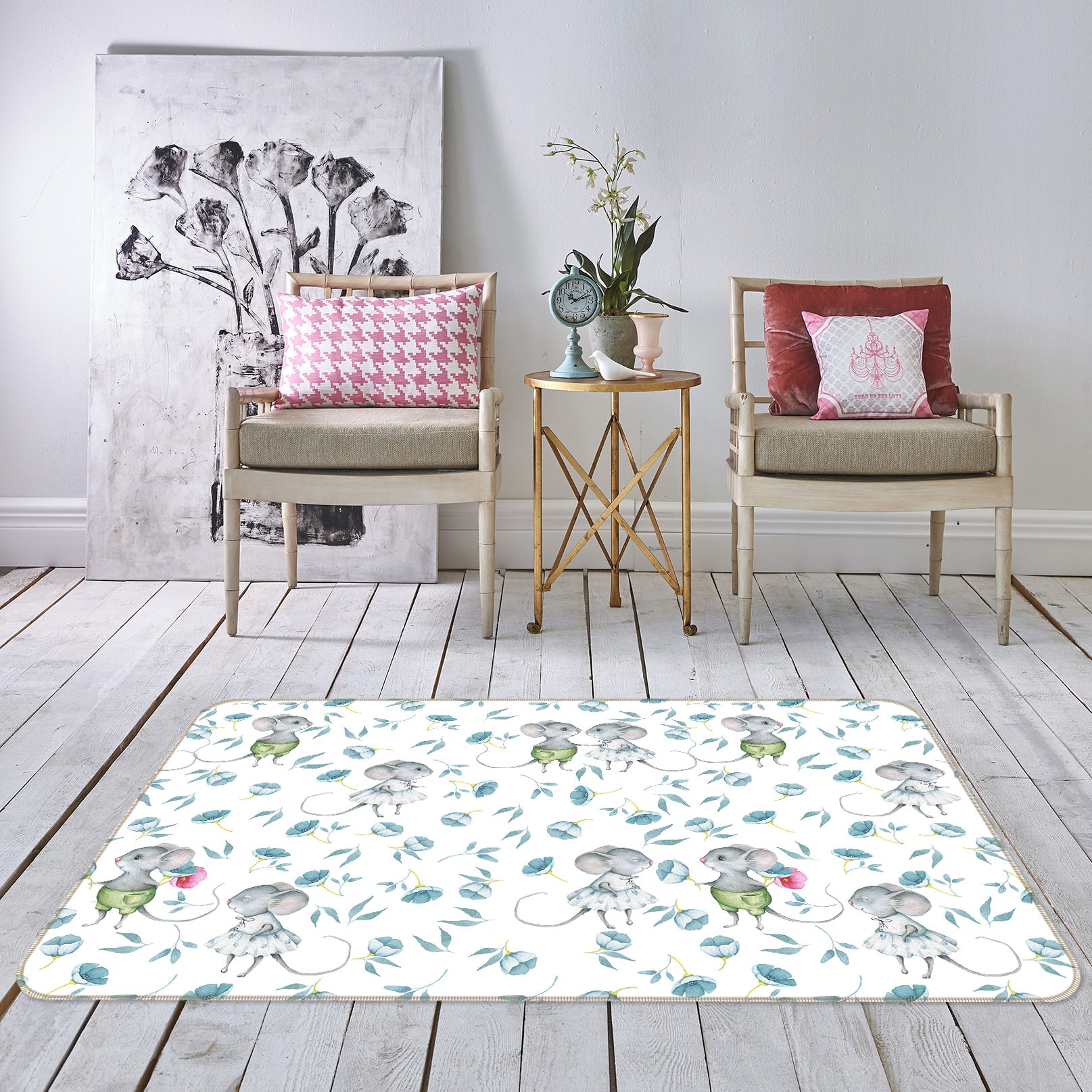 3D Gray Mouse 009 Uta Naumann Rug Non Slip Rug Mat