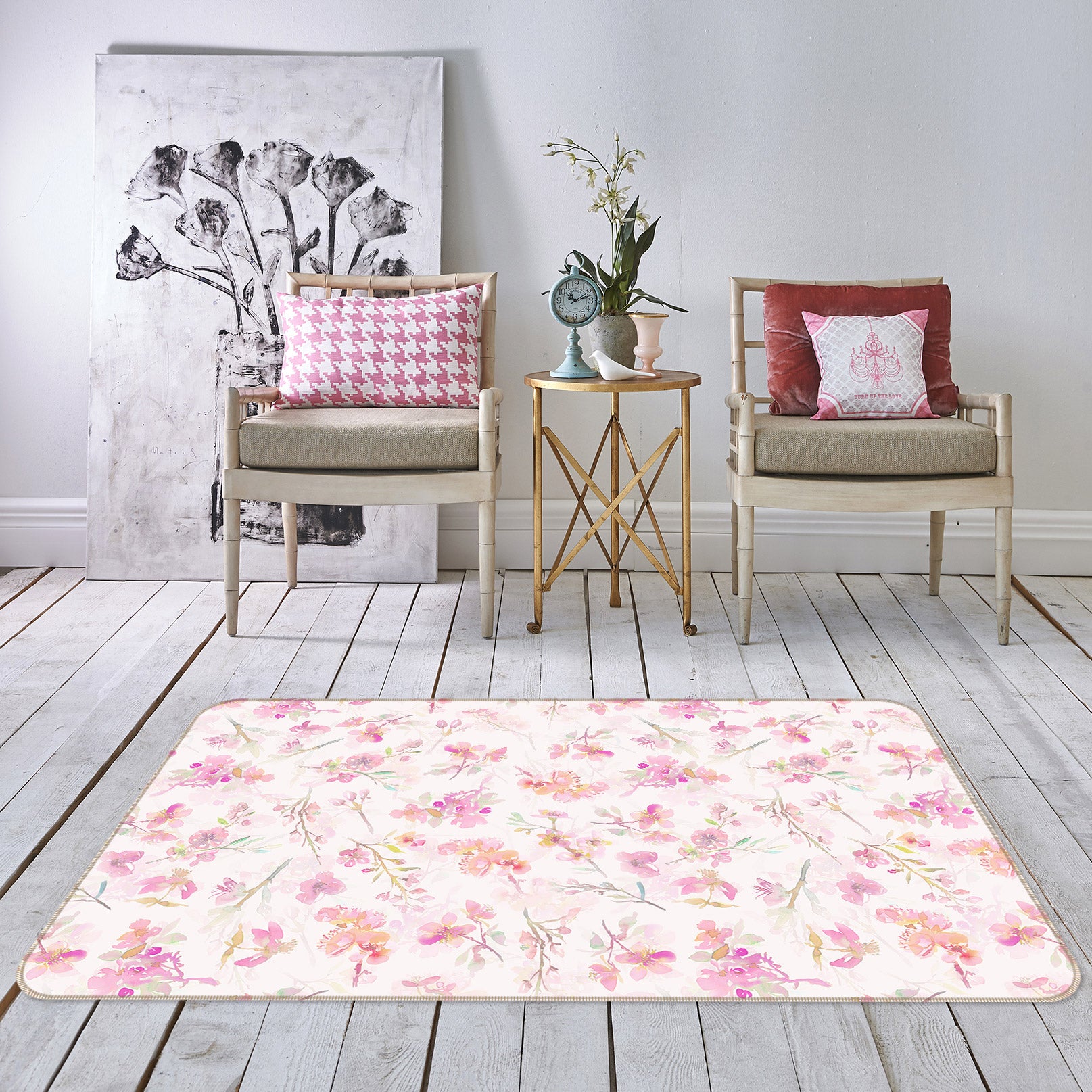 3D Small Flower 084 Uta Naumann Rug Non Slip Rug Mat