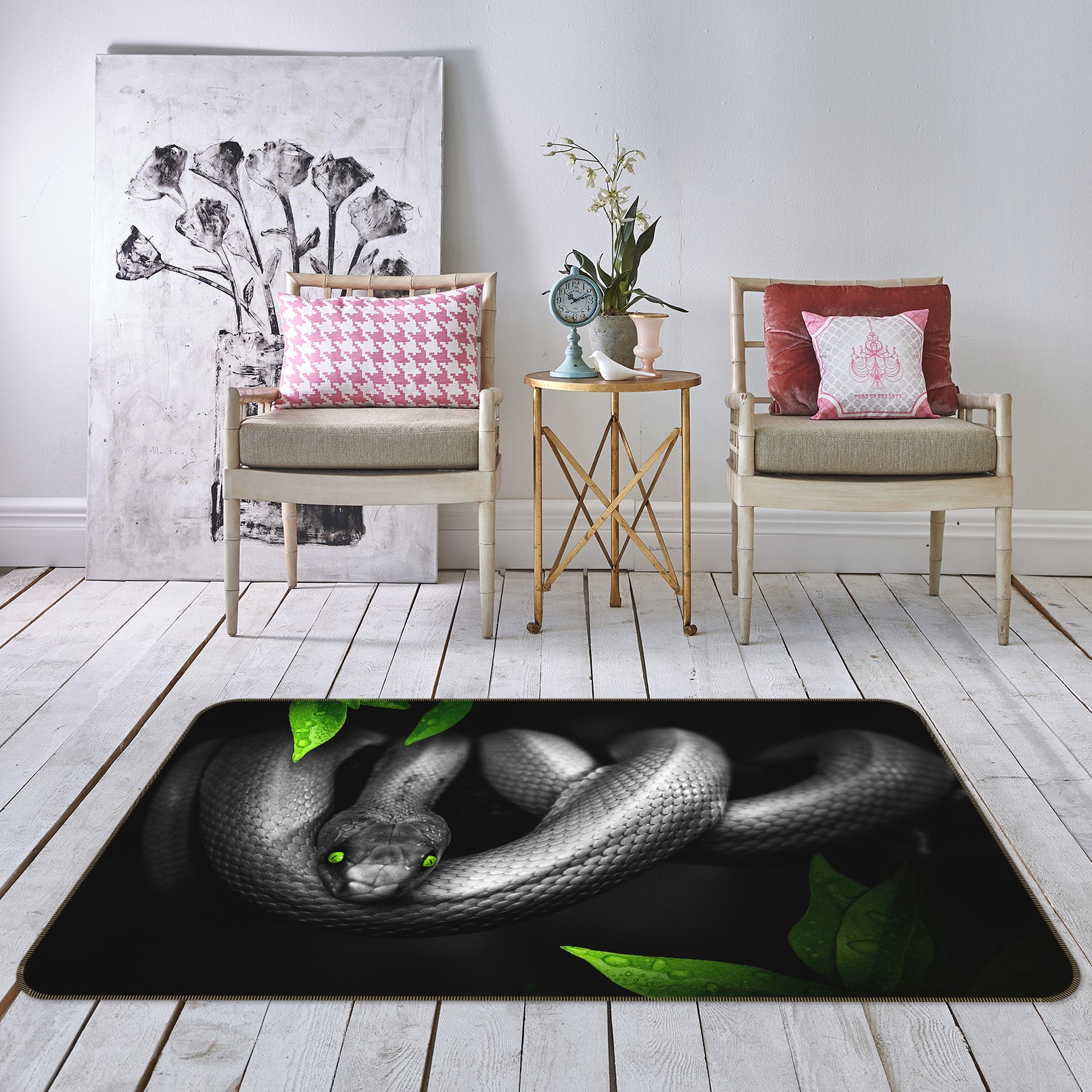 3D Black Snake 69016 Animal Non Slip Rug Mat