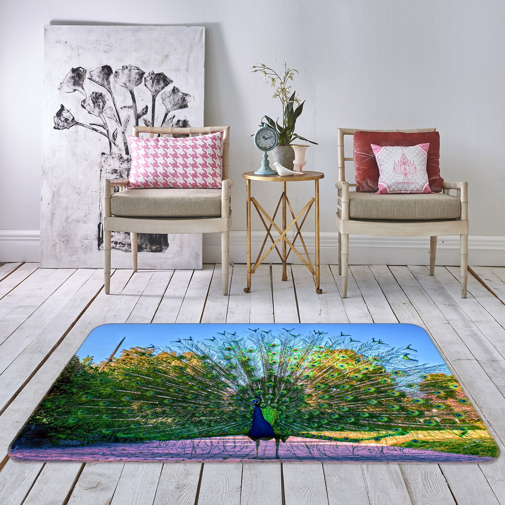 3D Peacock 68197 Animal Non Slip Rug Mat