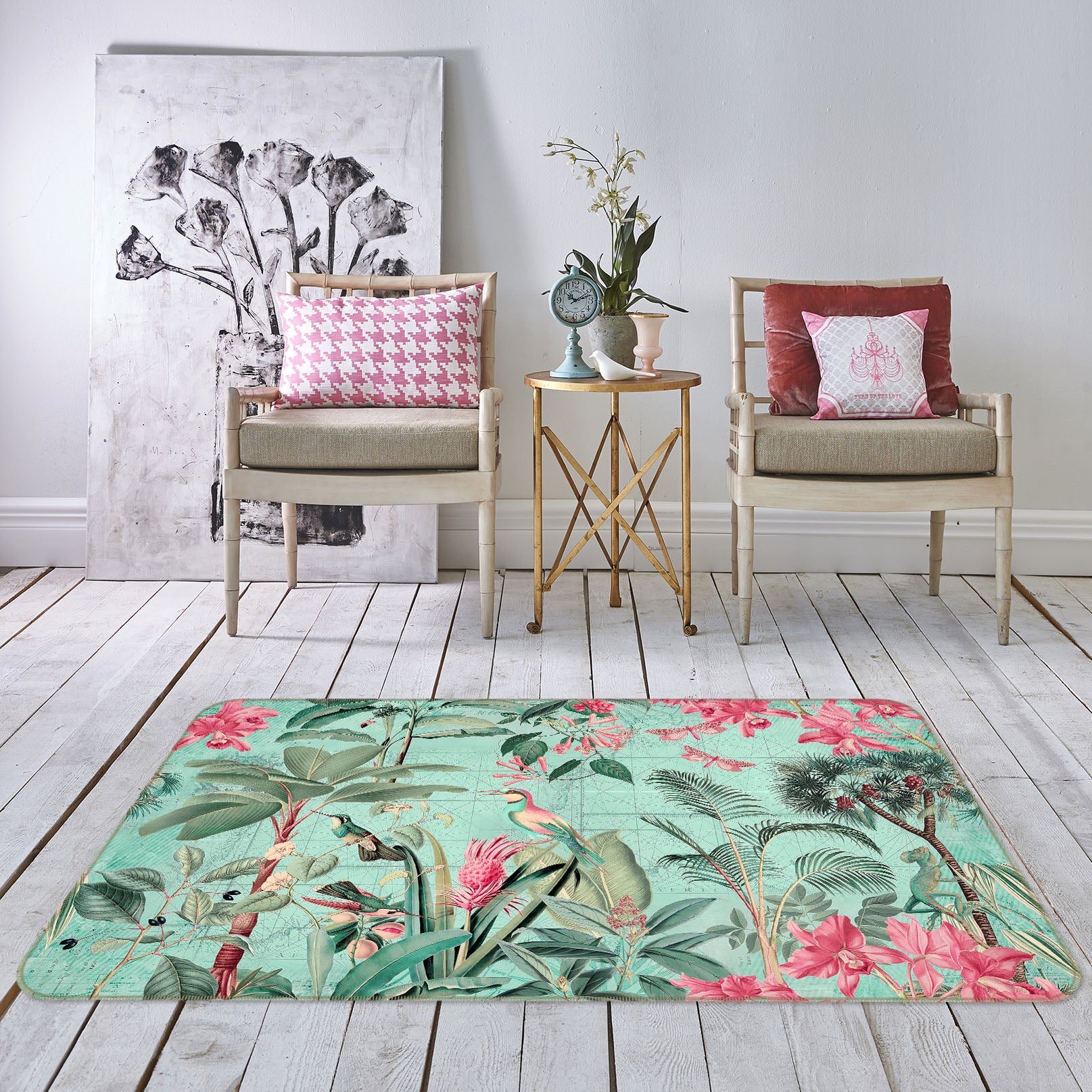 3D Red Flower 1024 Andrea haase Rug Non Slip Rug Mat