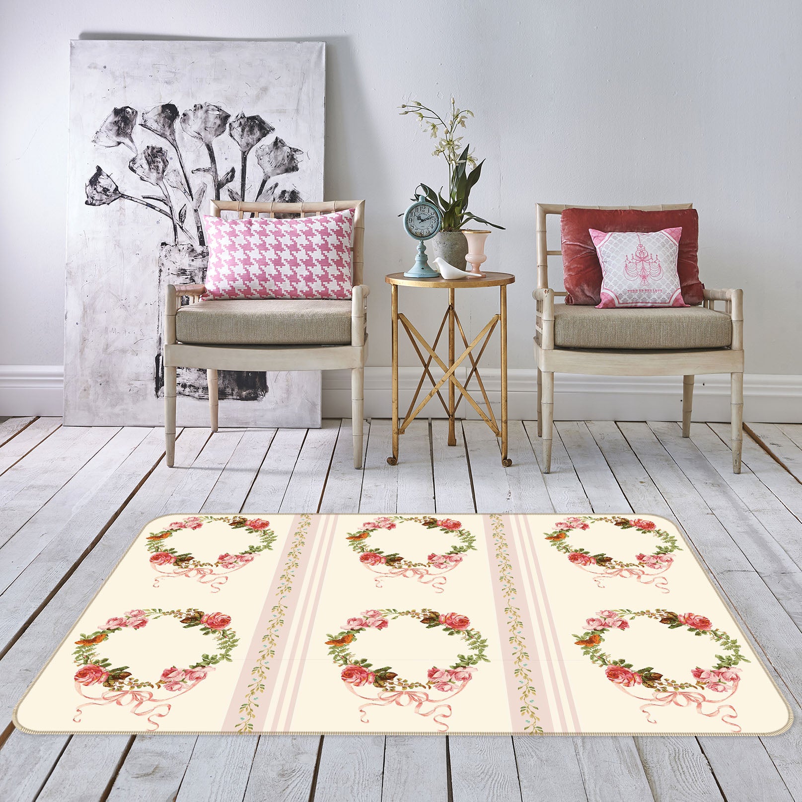 3D Flower Ring 159 Uta Naumann Rug Non Slip Rug Mat