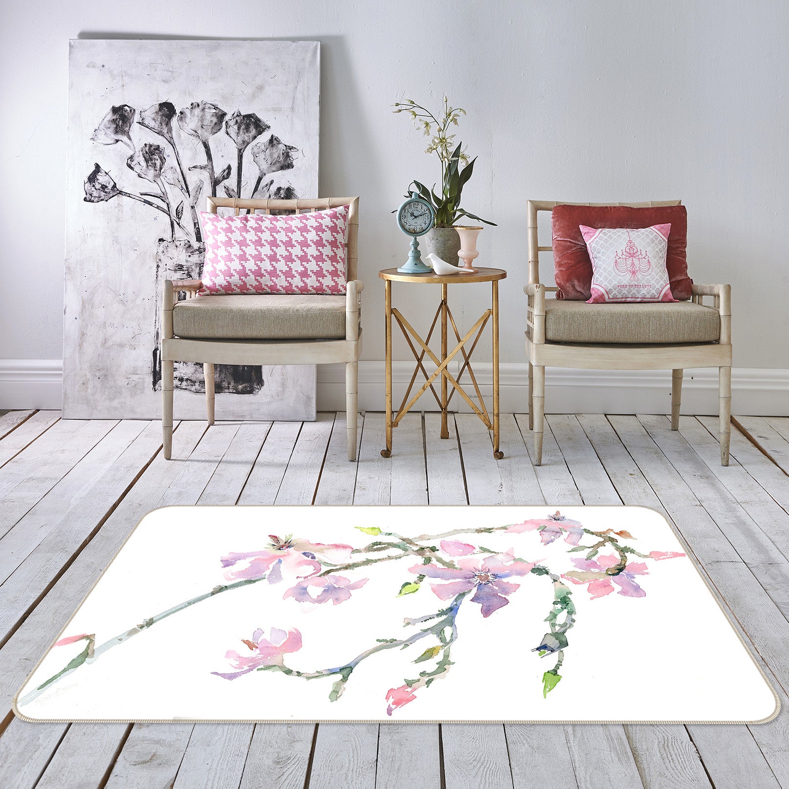 3D Flower Branch 84116 Anne Farrall Doyle Rug Non Slip Rug Mat