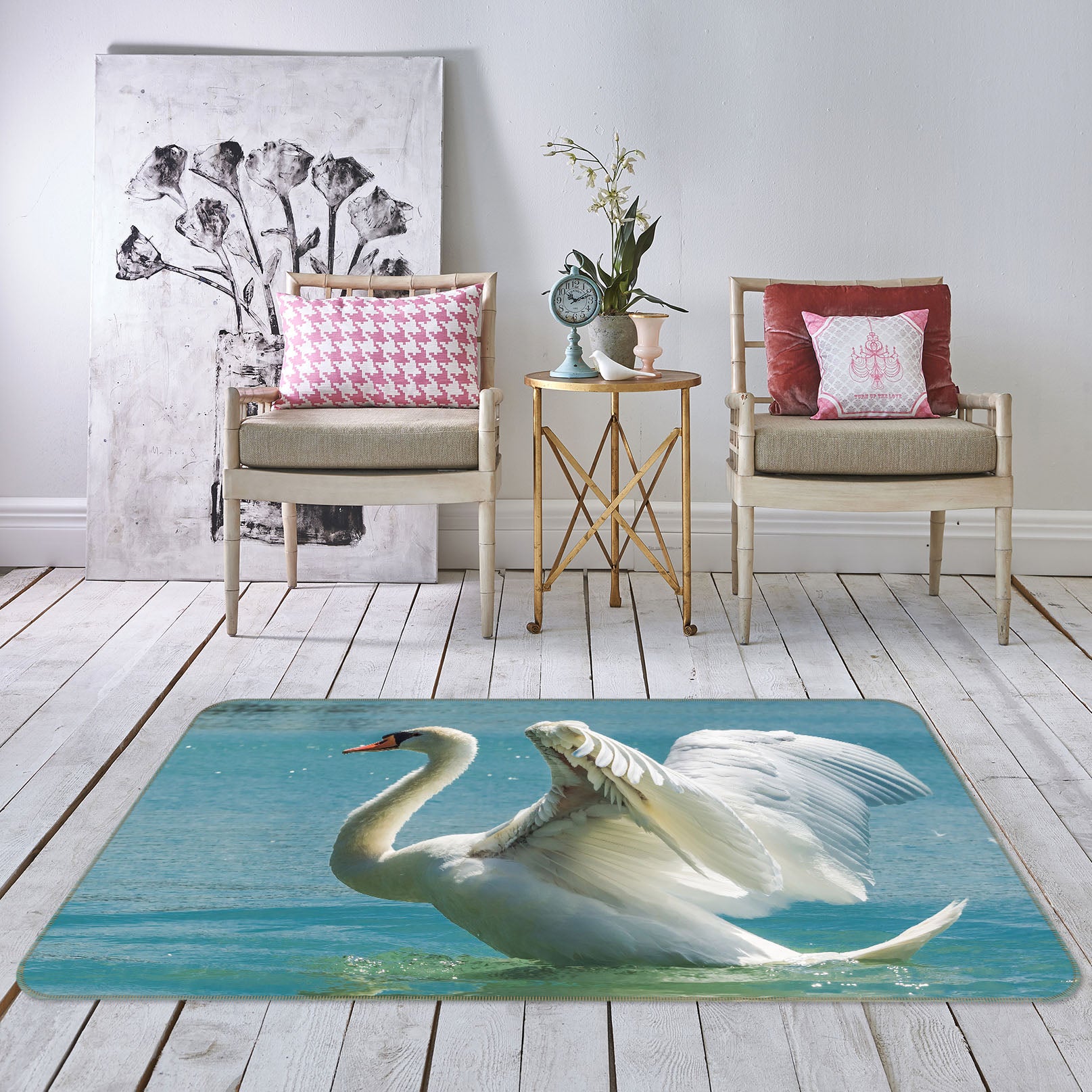 3D Swan 69021 Animal Non Slip Rug Mat