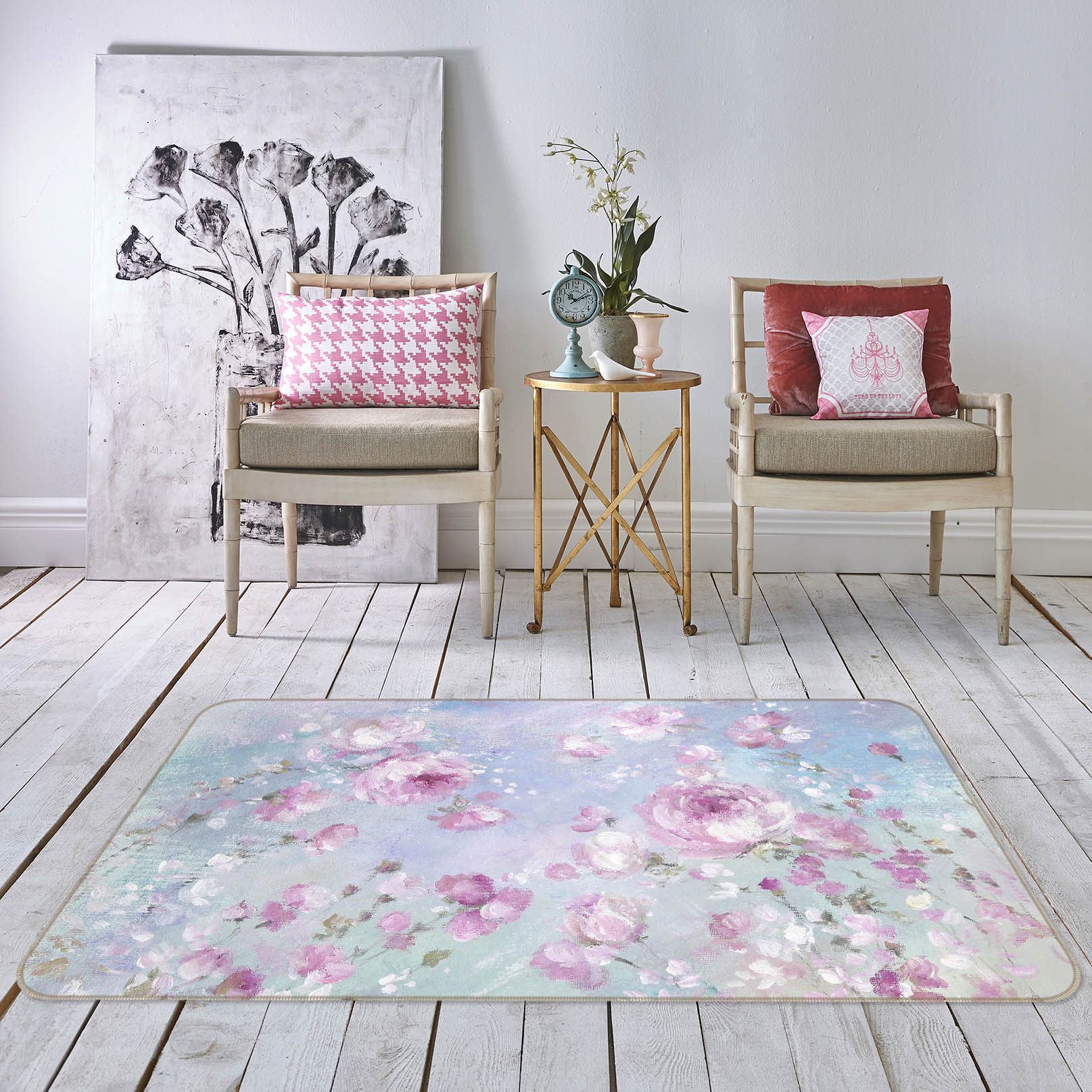 3D Blooming Roses 1151 Debi Coules Rug Non Slip Rug Mat