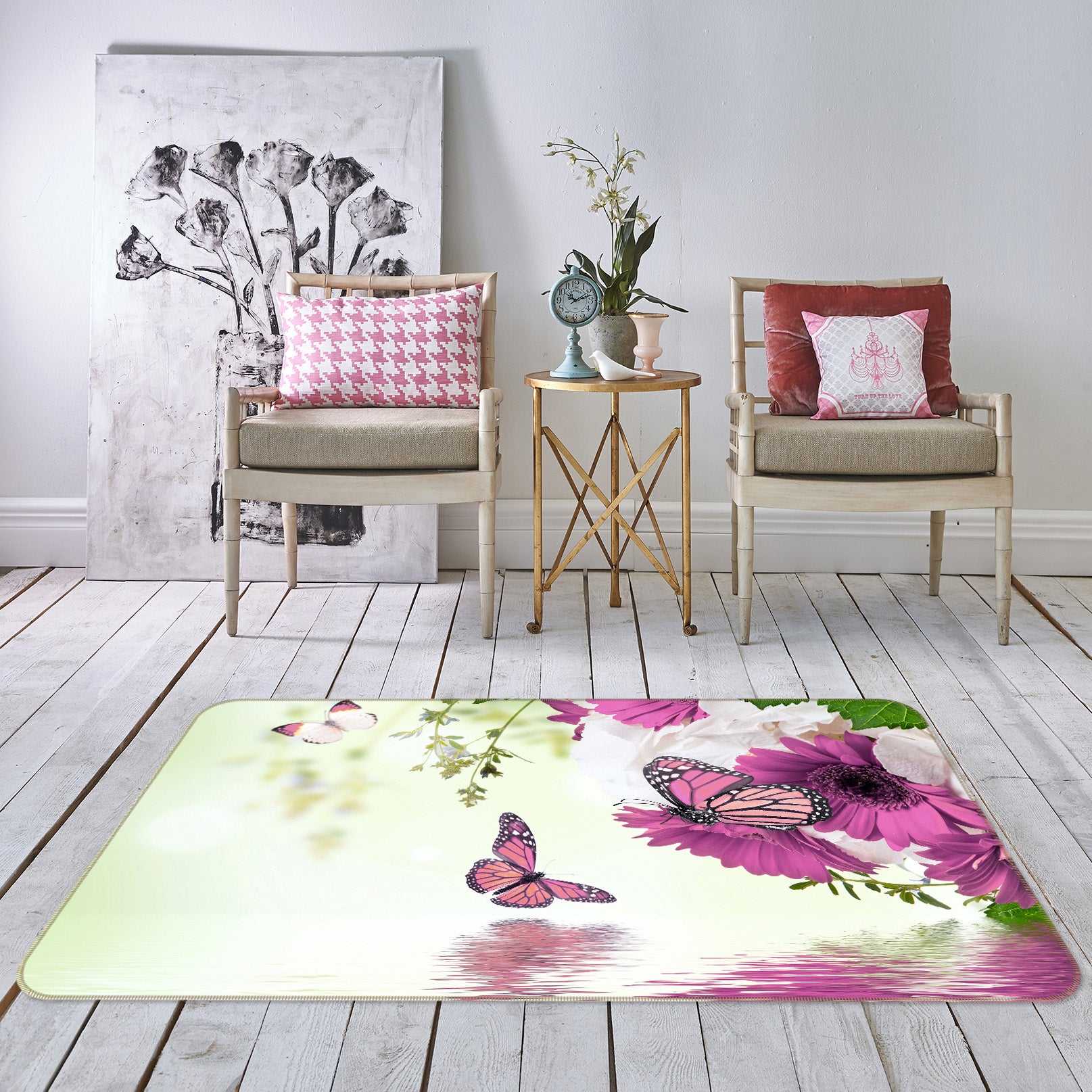 3D Purple Butterfly 38147 Animal Non Slip Rug Mat