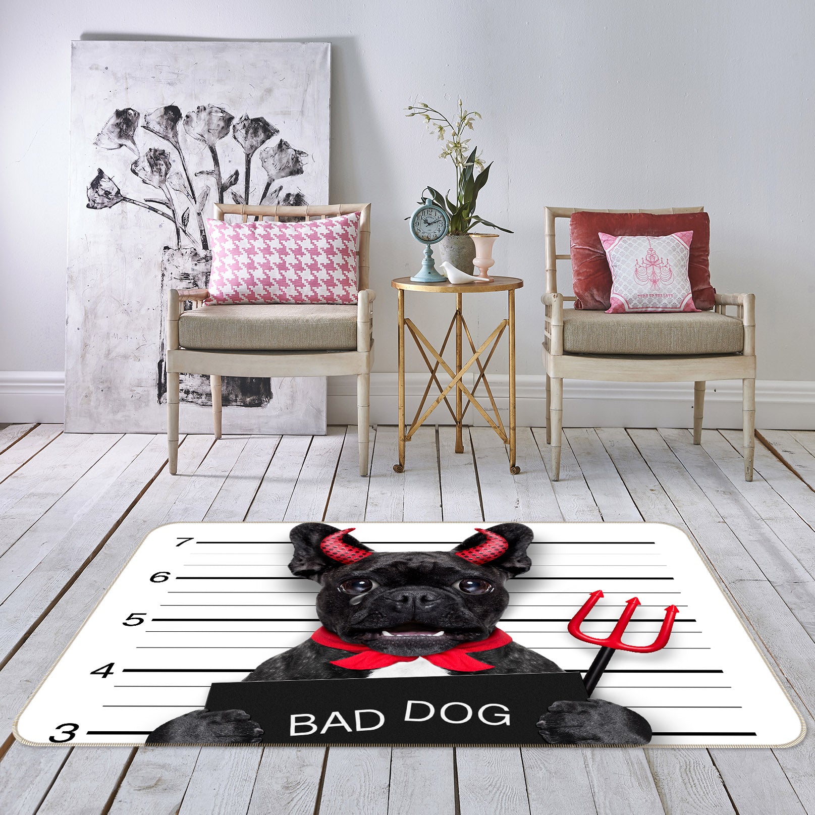 3D Black Bulldog 68160 Animal Non Slip Rug Mat