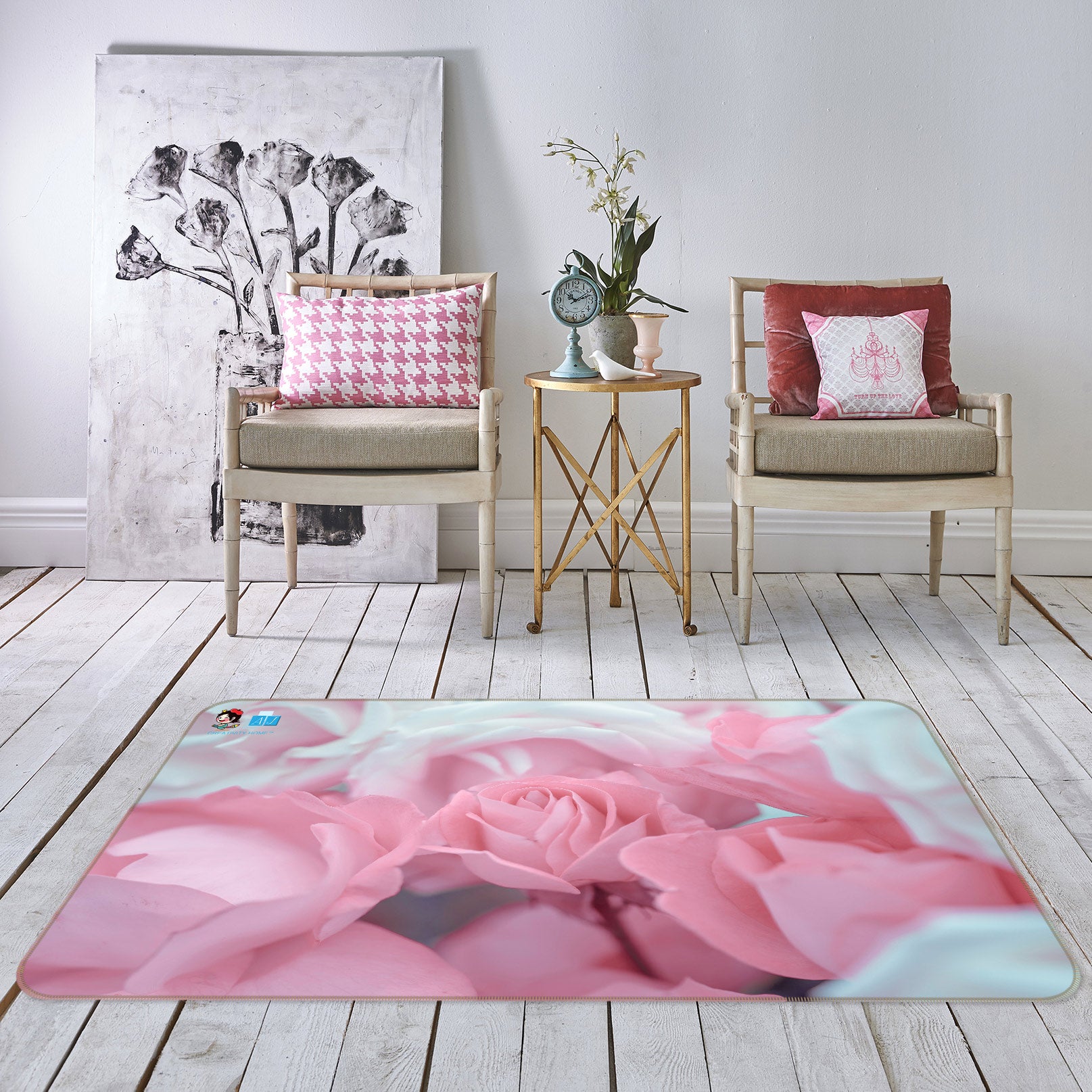 3D Beautiful Rose 6817 Assaf Frank Rug Non Slip Rug Mat