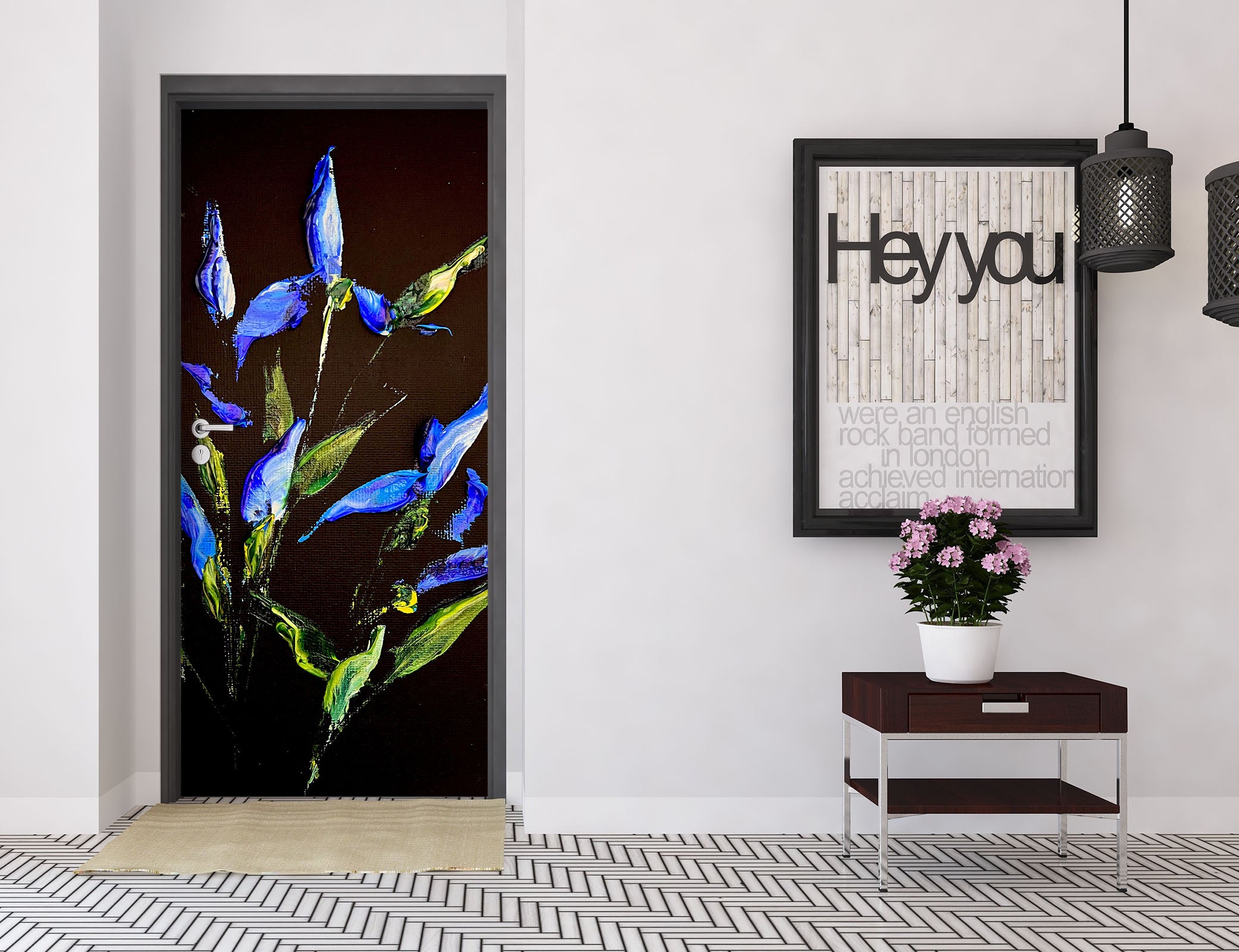 3D Blue Flower 3068 Skromova Marina Door Mural