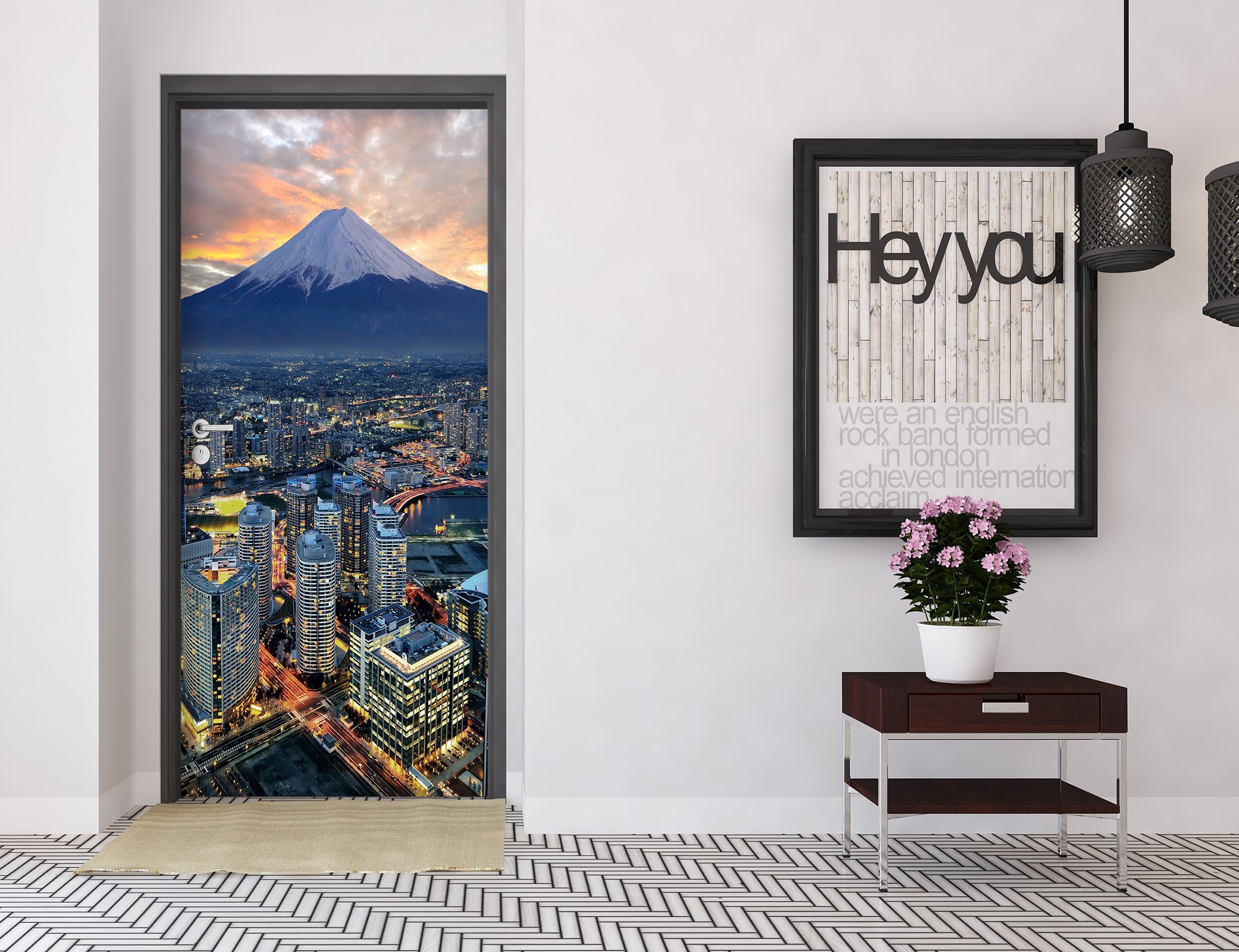 3D City Snow Mountain 23064 Door Mural