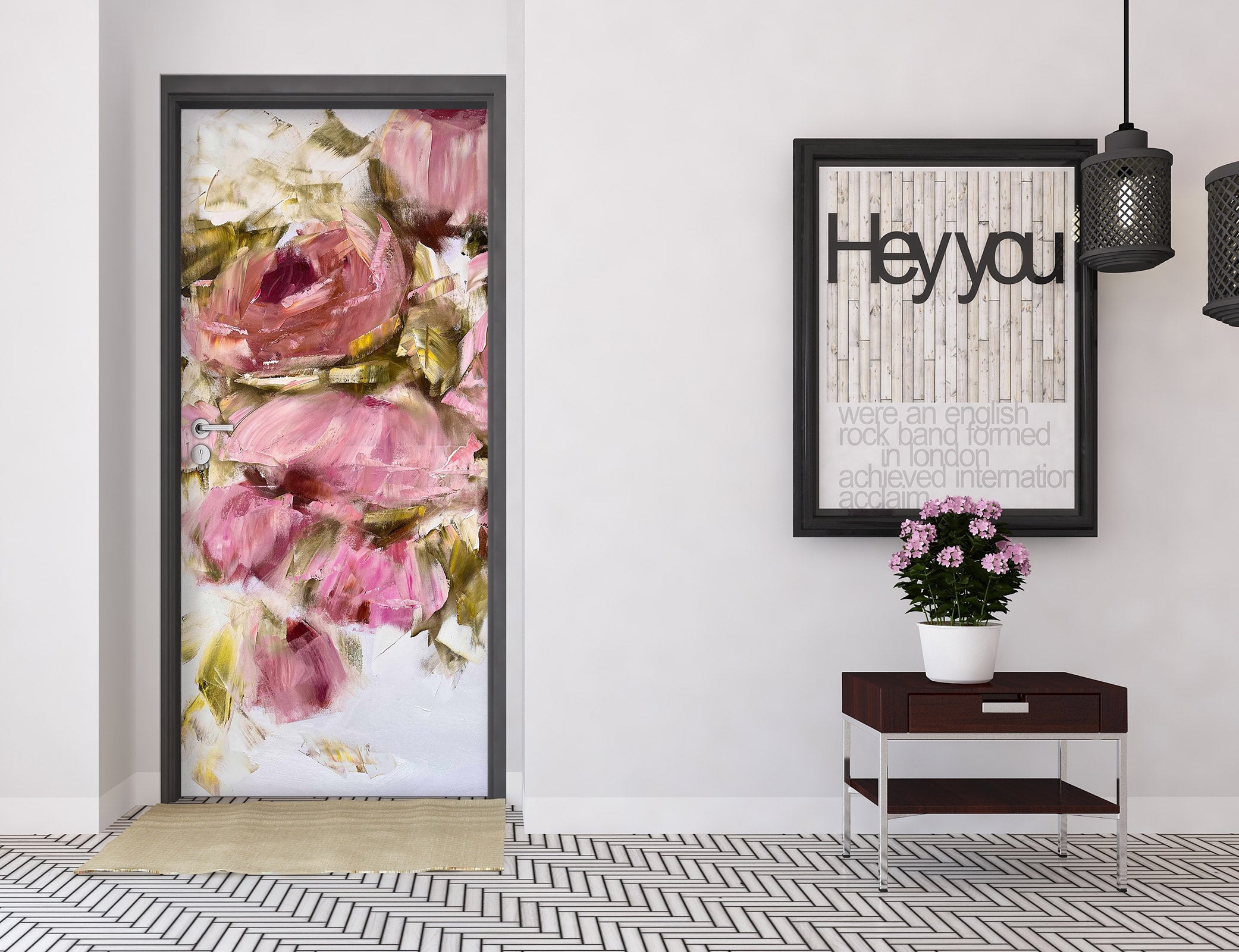 3D Pink Rose 3171 Skromova Marina Door Mural