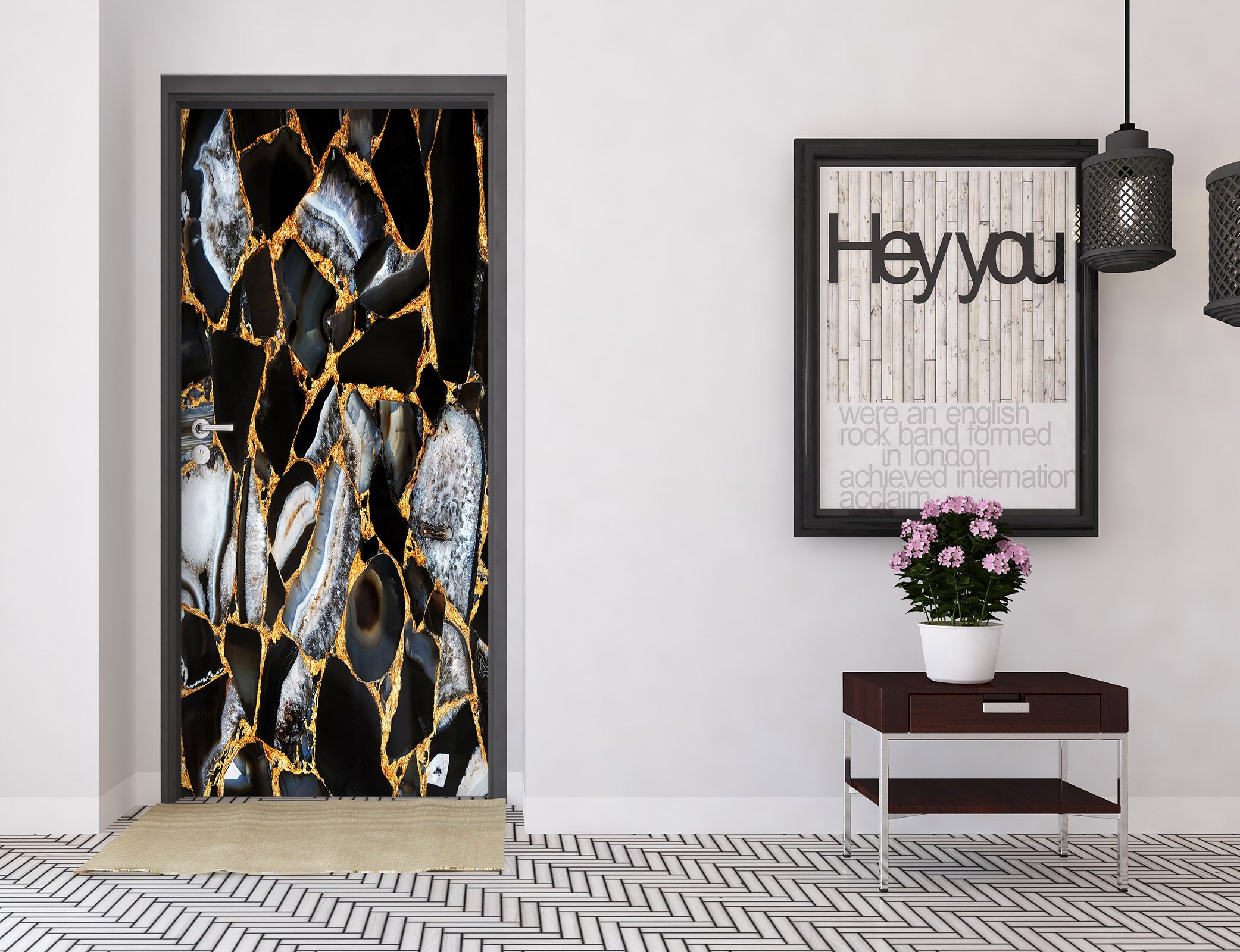 3D Black Marble 25161 Door Mural