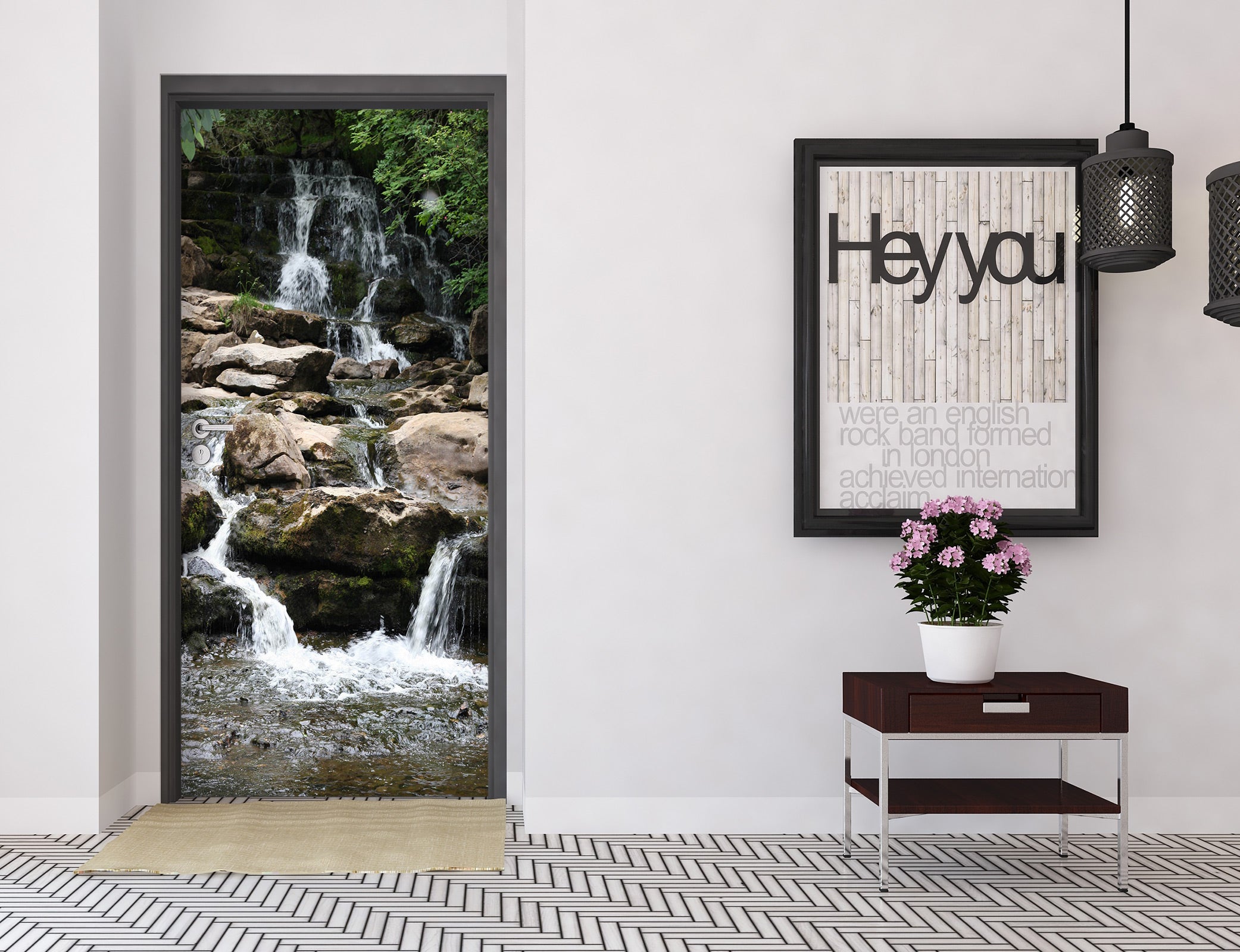 3D Running Water Stone 24042 Door Mural