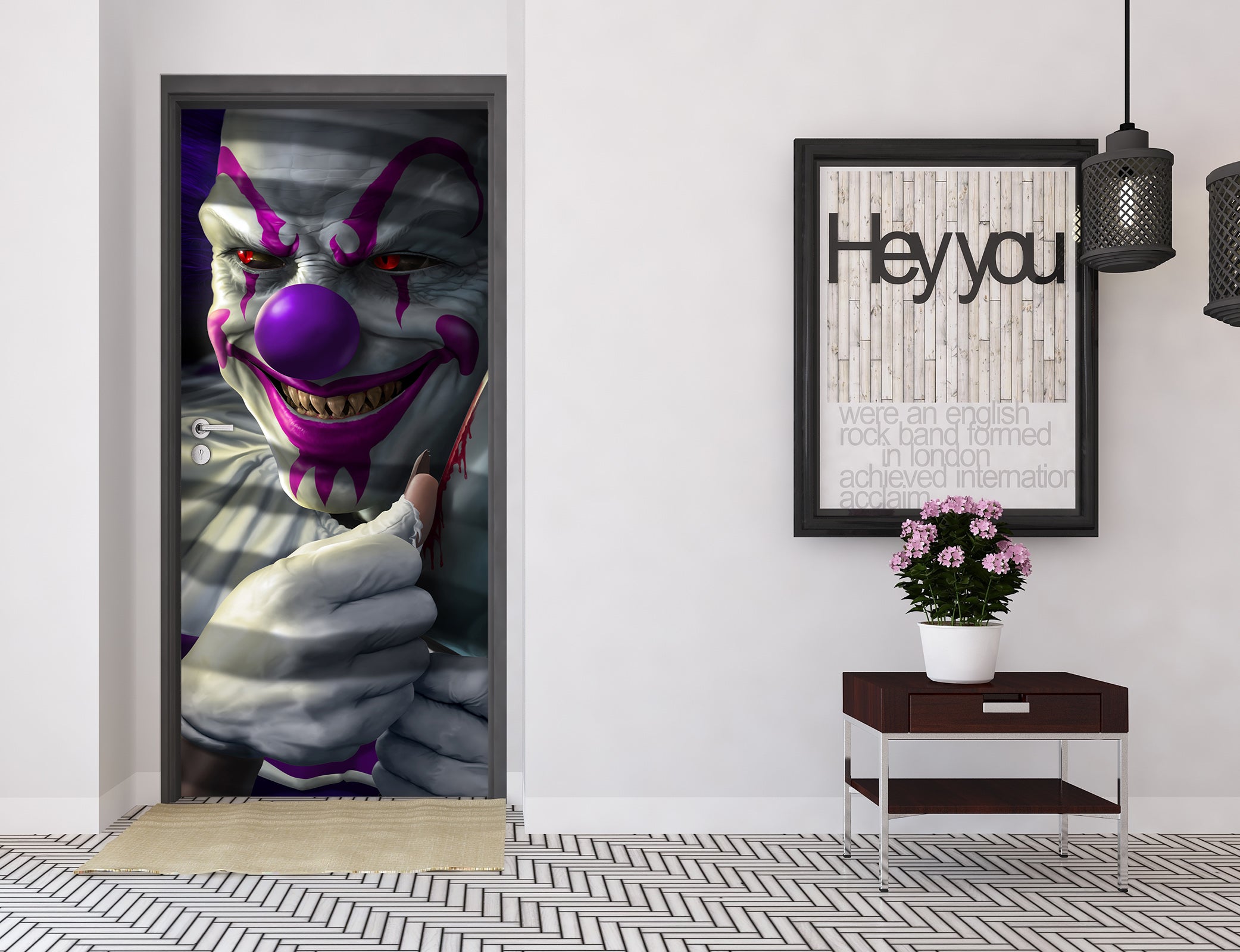 3D Purple Clown 637 Tom Wood Door Mural