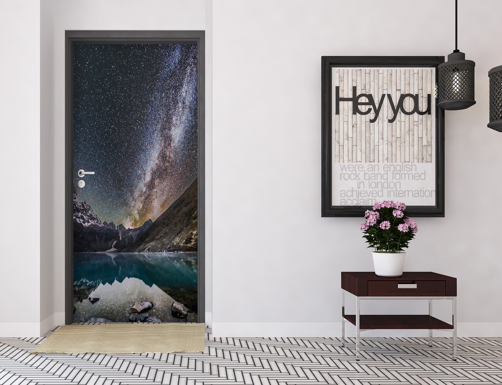 3D Starry Sky Lake 068 Door Mural