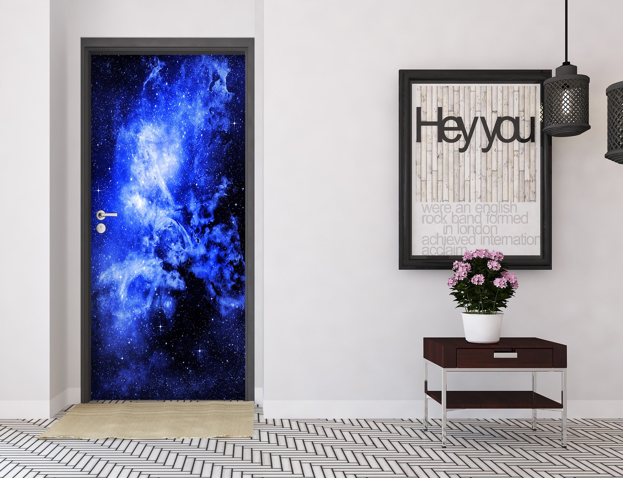 3D Blue Starry Sky 25095 Door Mural