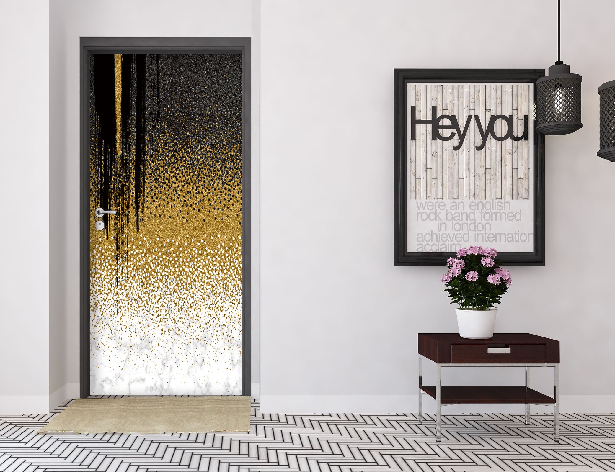 3D Gold Black 21206 Door Mural