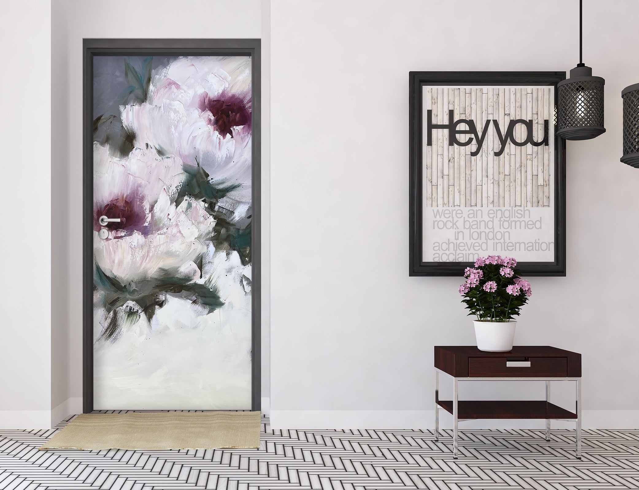 3D White Peony 3170 Skromova Marina Door Mural