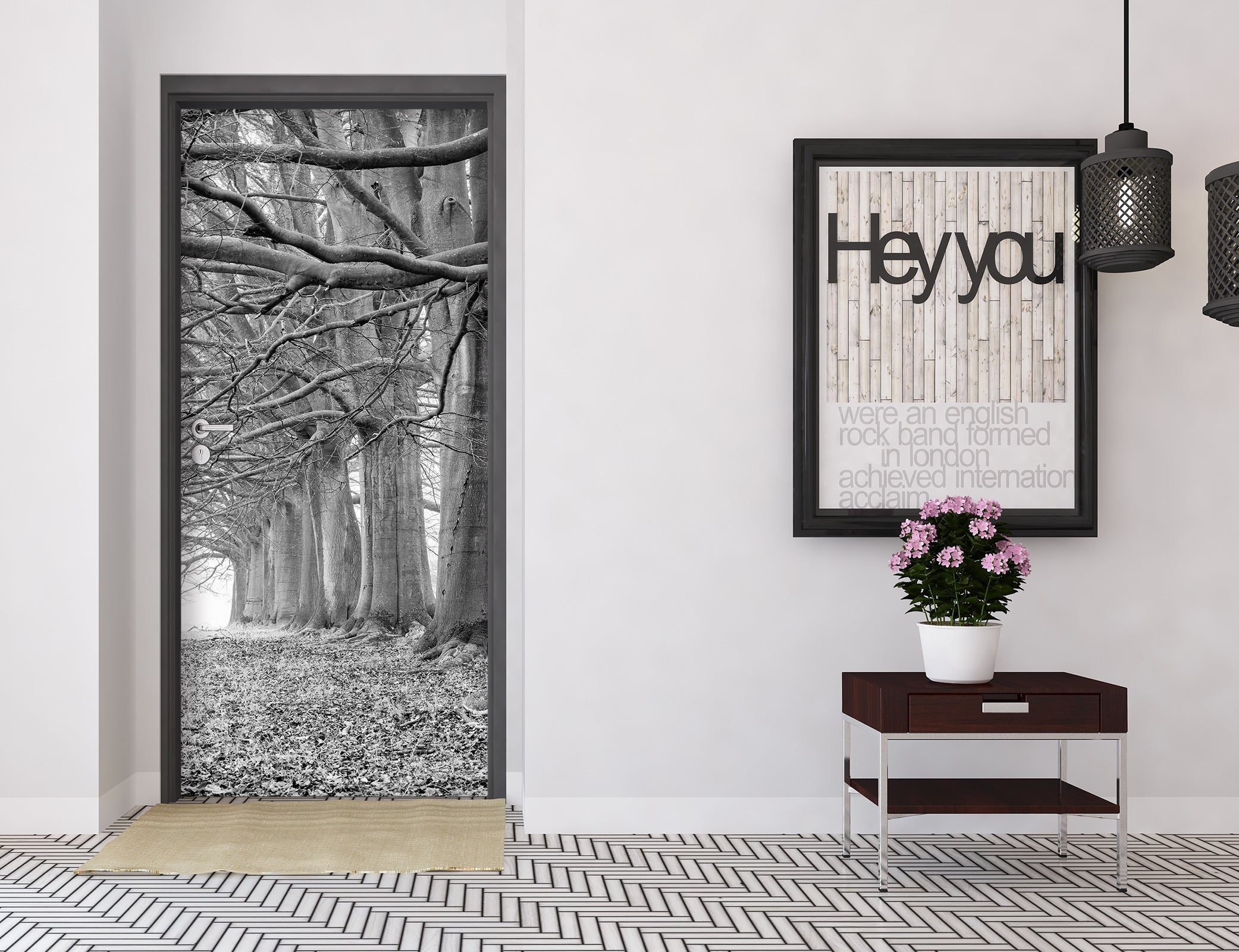 3D Grey Lawn Woods 106203 Assaf Frank Door Mural