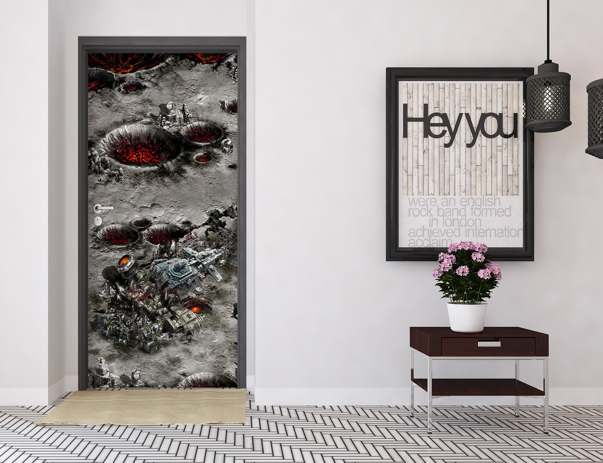 3D Dark Grey 23122 Door Mural