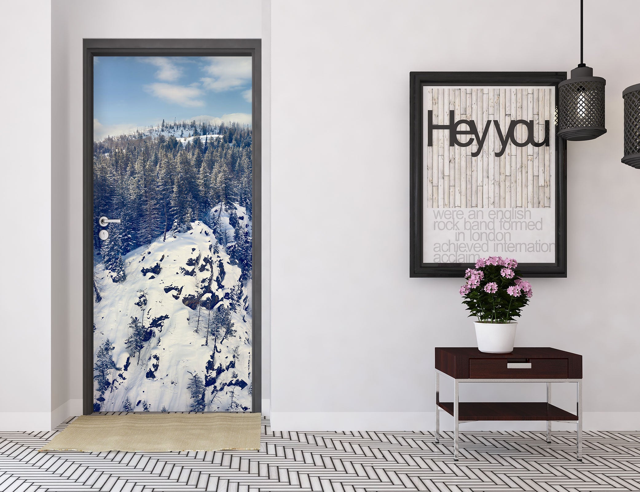 3D Snow Mountain Forest 107207 Beth Sheridan Door Mural