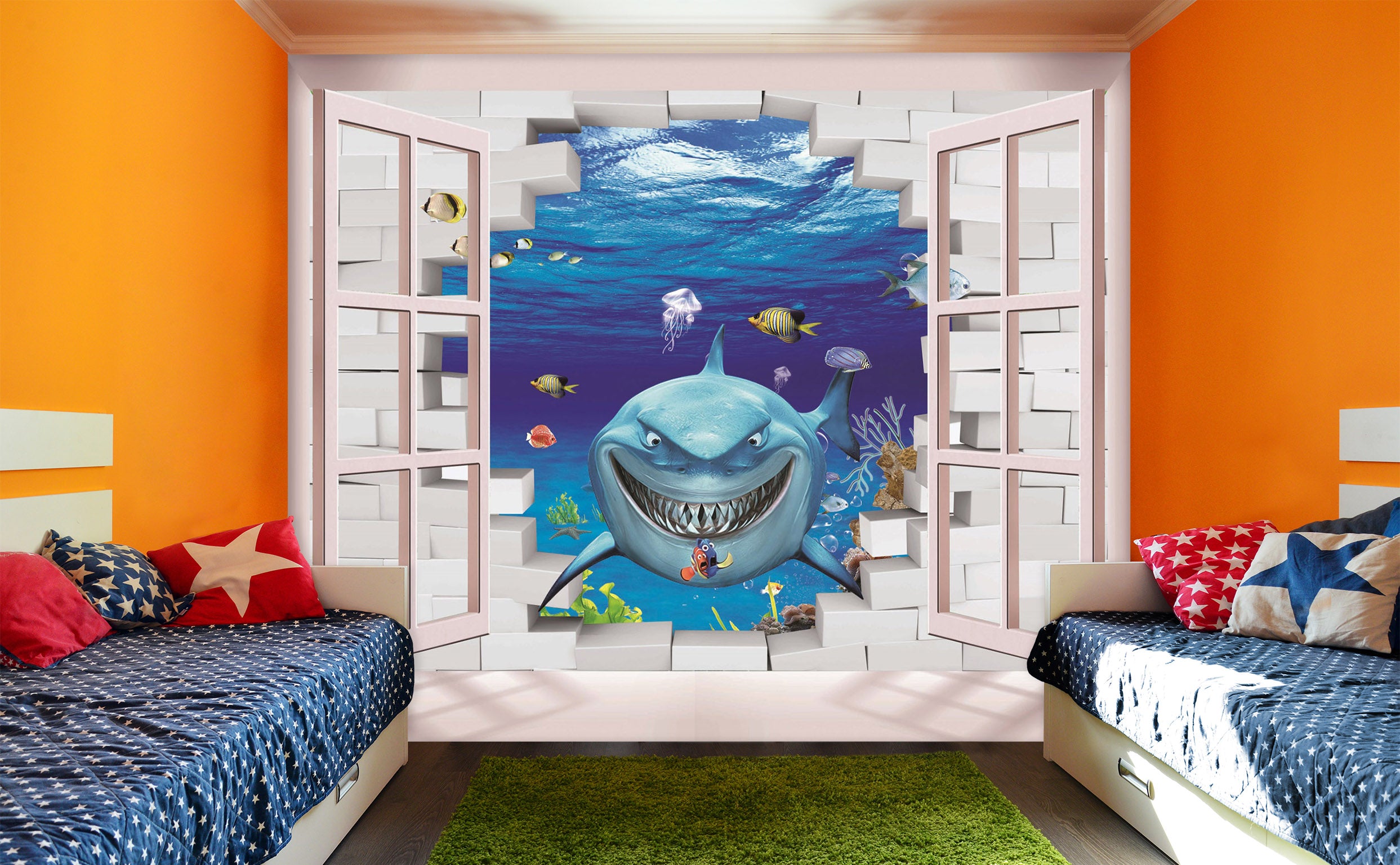 3D Underwater Shark 1622 Wall Murals